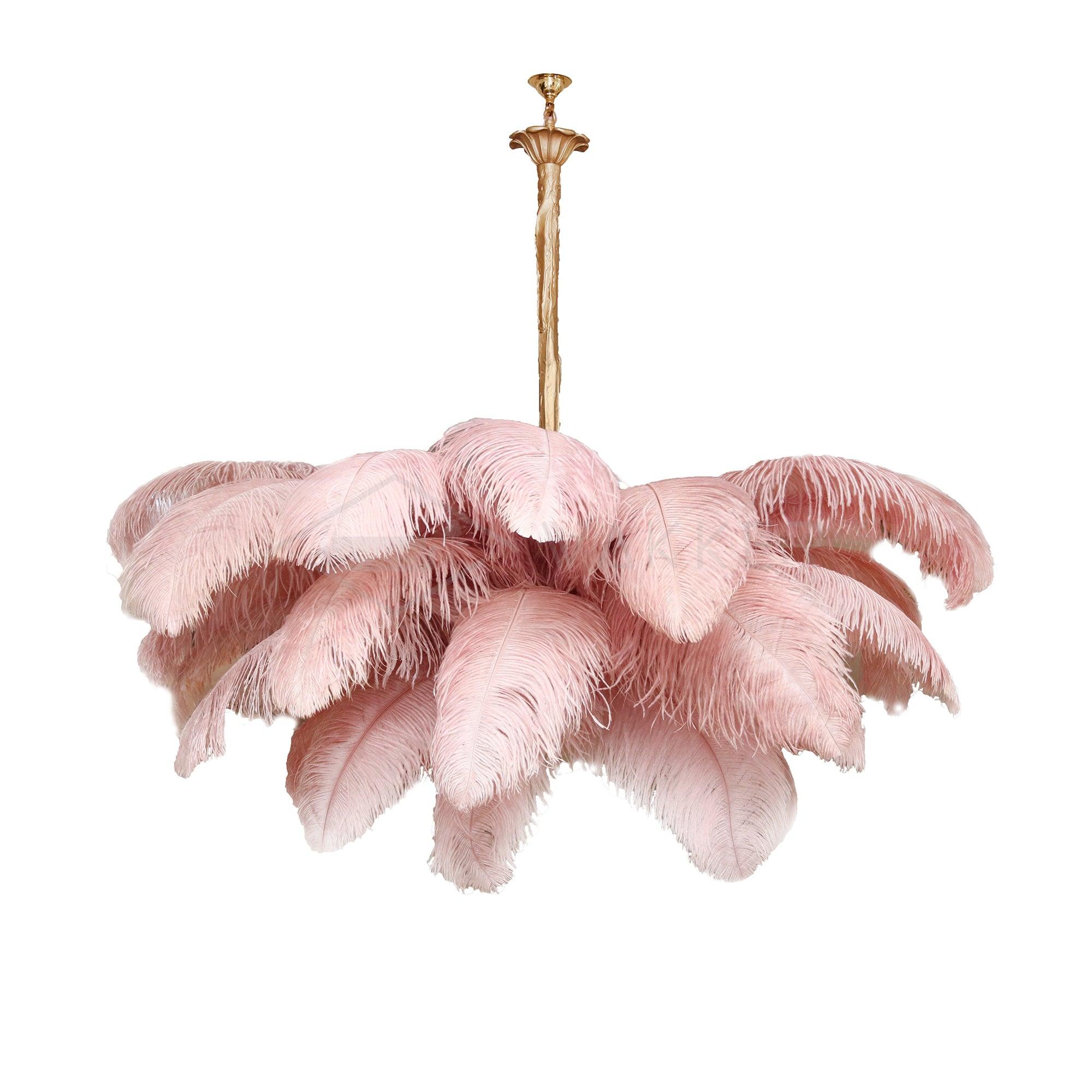 Luxury Ostrich Feather Brass Chandelier for Bedroom or Living Room