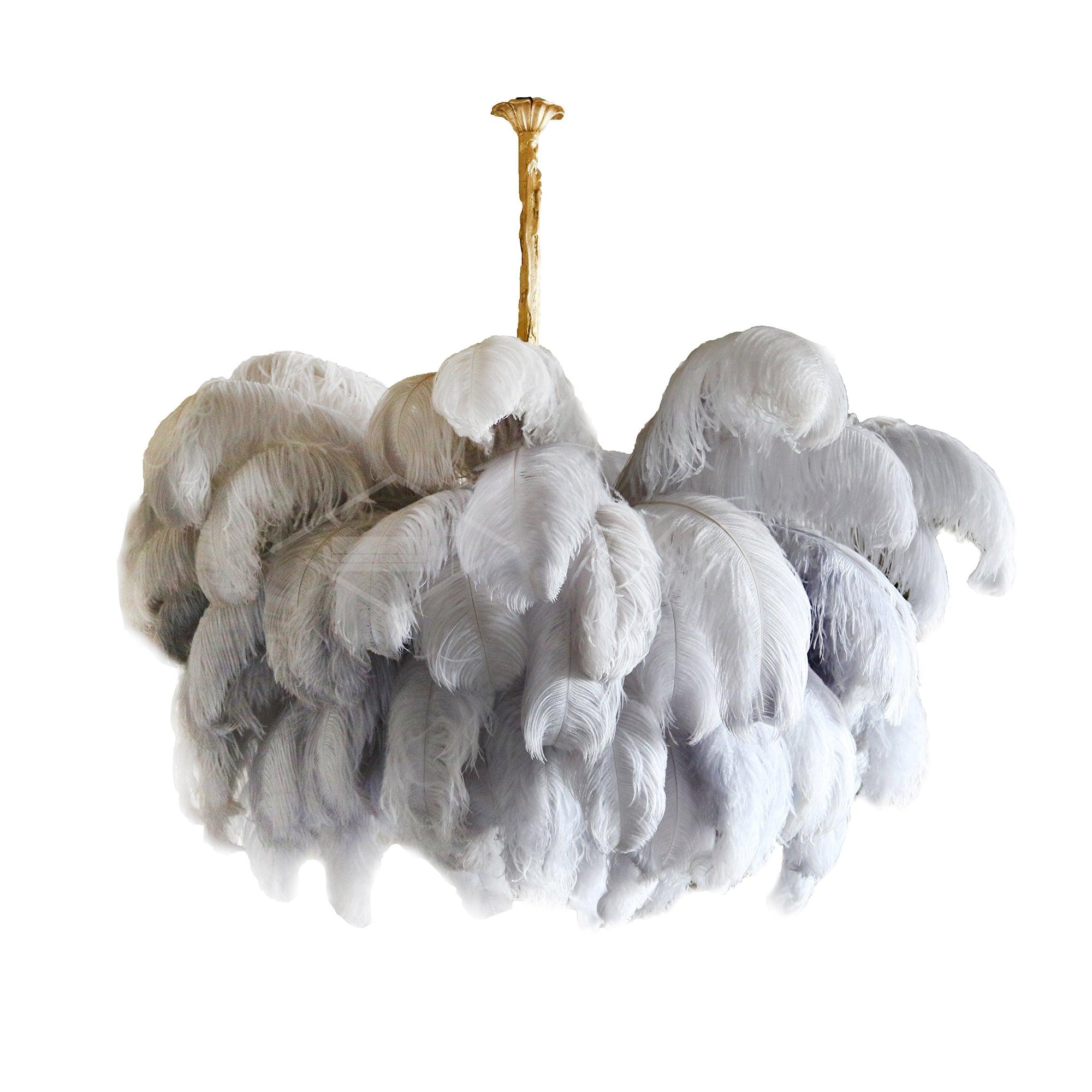 Luxury Ostrich Feather Brass Chandelier for Bedroom or Living Room