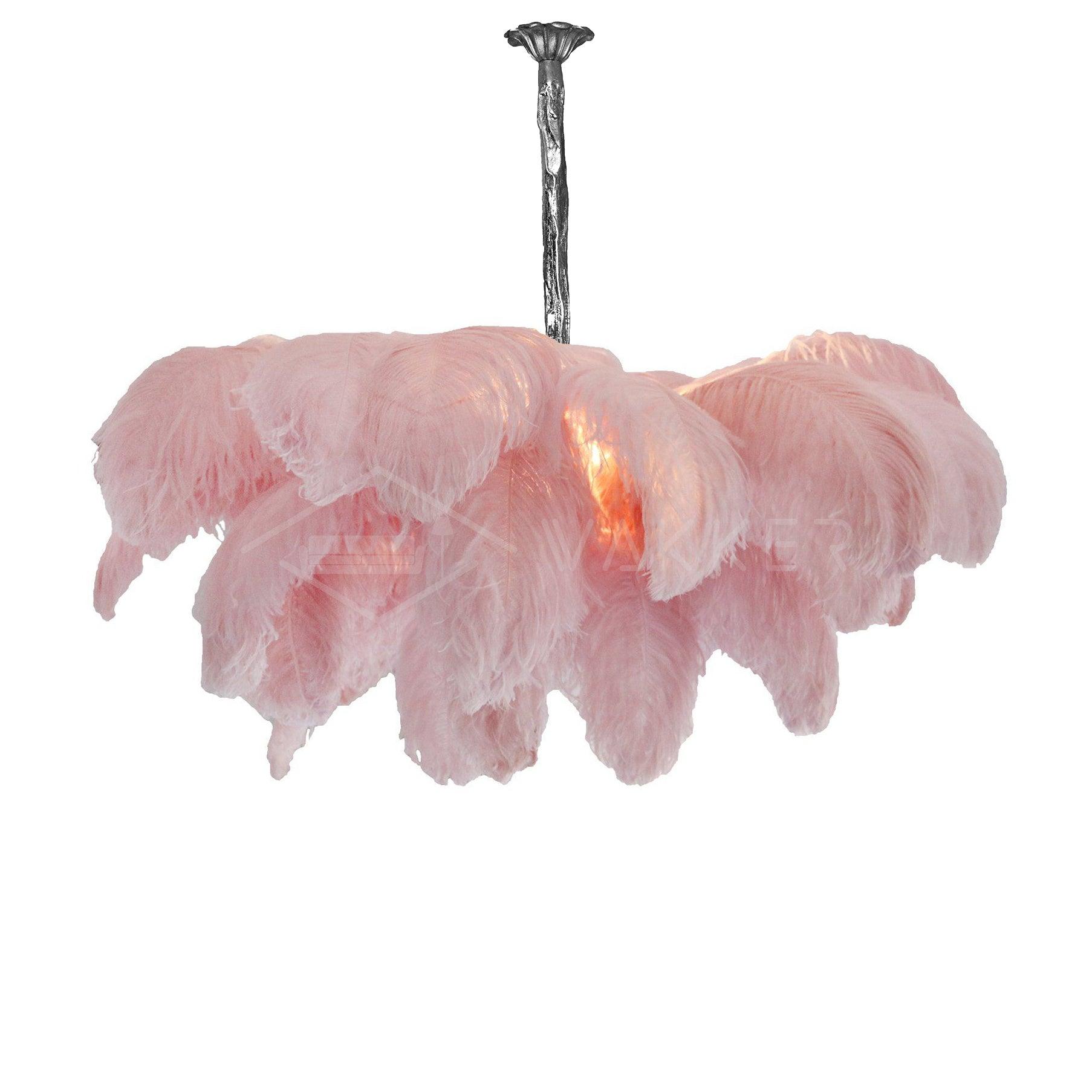 Luxury Ostrich Feather Brass Chandelier for Bedroom or Living Room