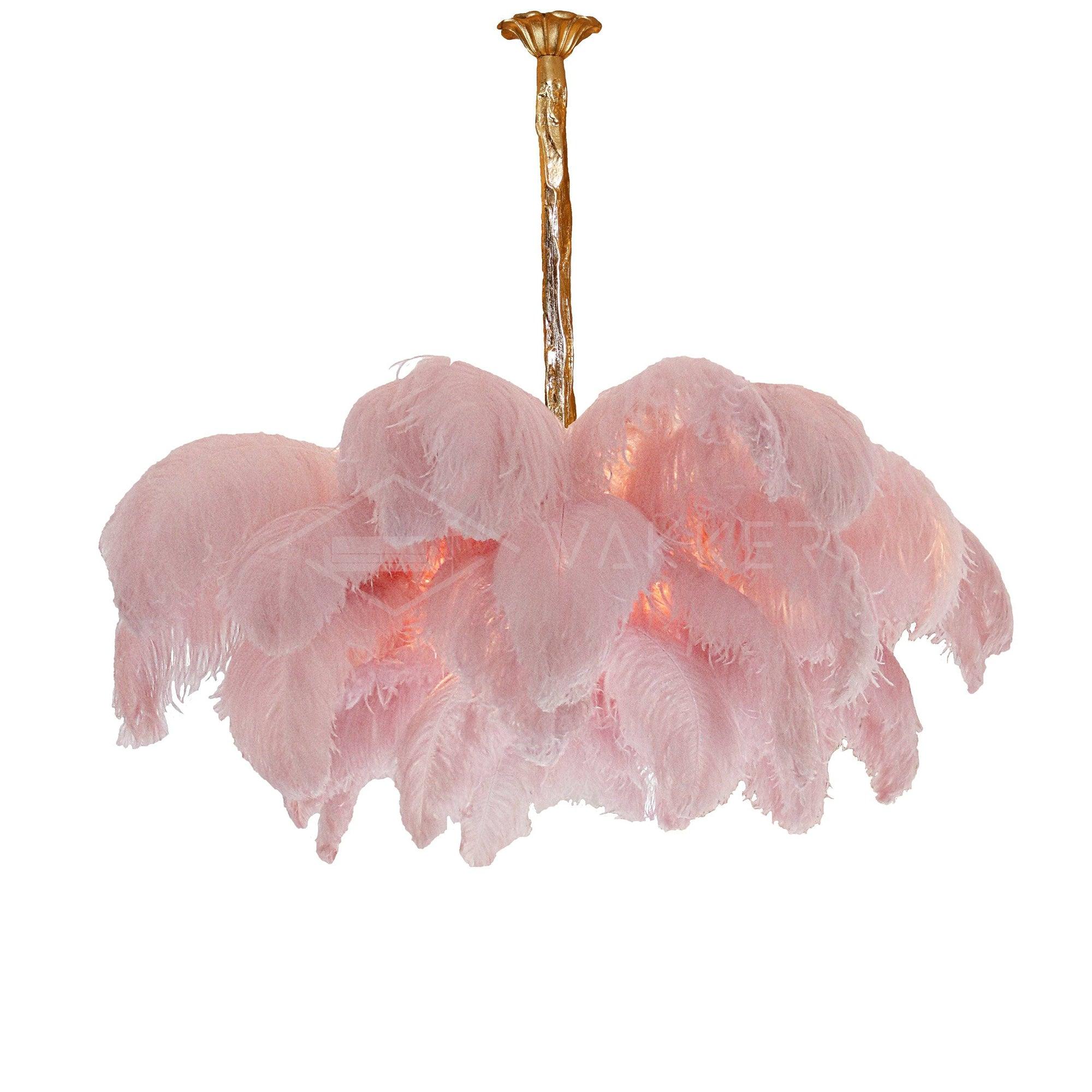 Luxury Ostrich Feather Brass Chandelier for Bedroom or Living Room
