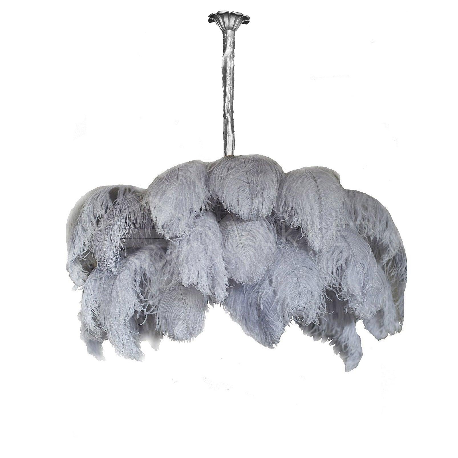 Luxury Ostrich Feather Brass Chandelier for Bedroom or Living Room