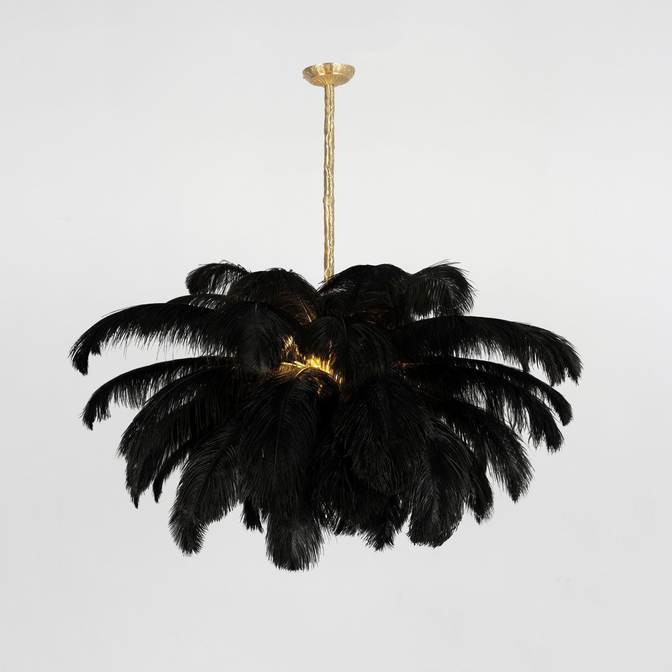 Luxury Ostrich Feather Brass Chandelier for Bedroom or Living Room