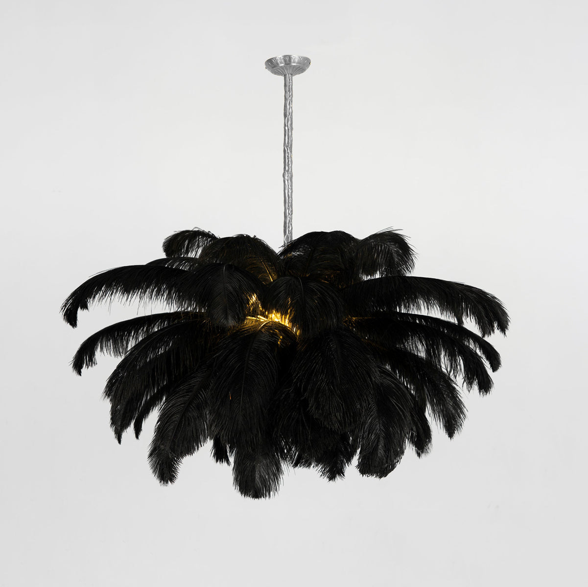 Luxury Ostrich Feather Brass Chandelier for Bedroom or Living Room