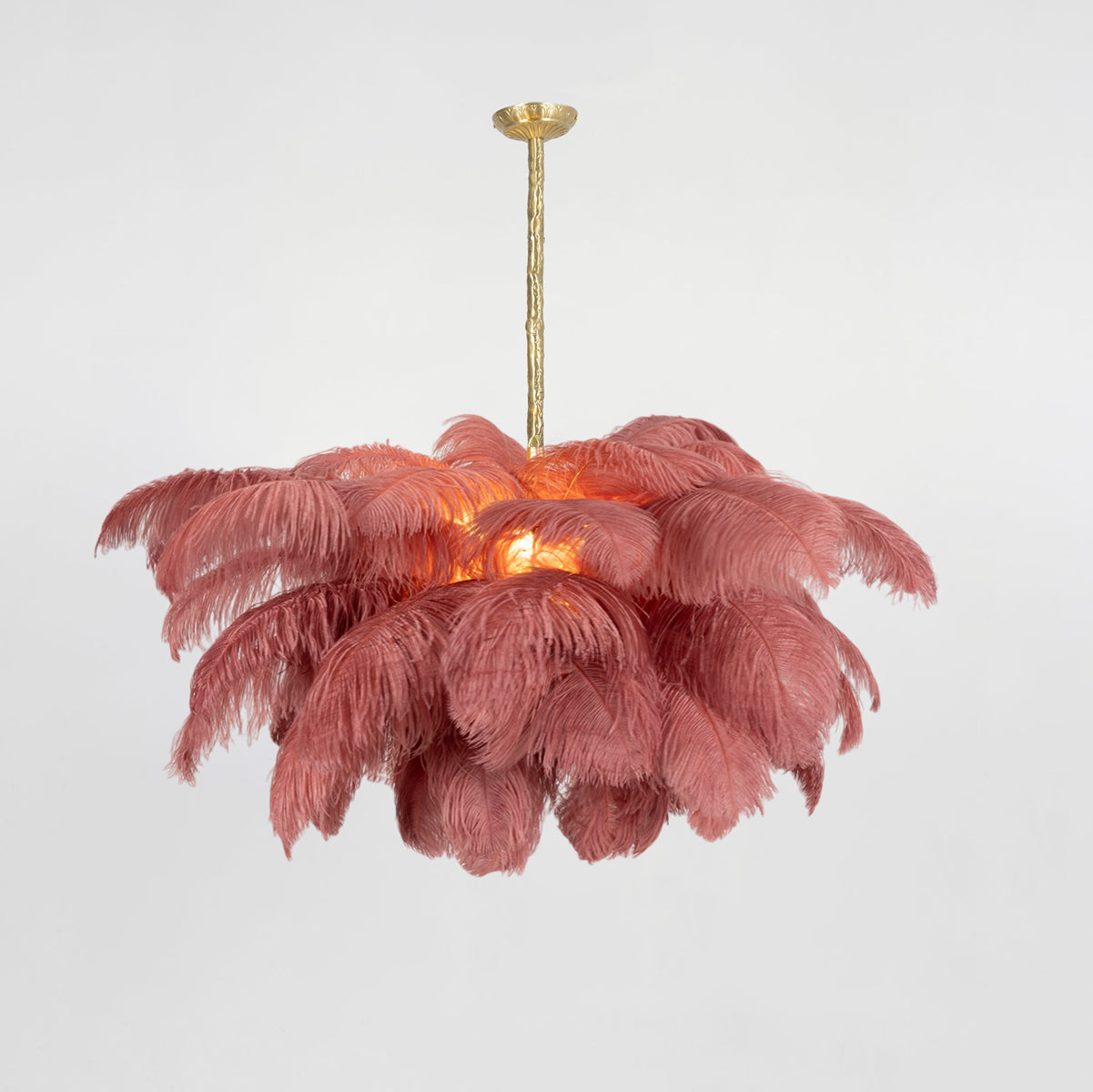Luxury Ostrich Feather Brass Chandelier for Bedroom or Living Room