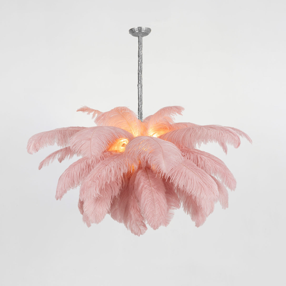 Luxury Ostrich Feather Brass Chandelier for Bedroom or Living Room