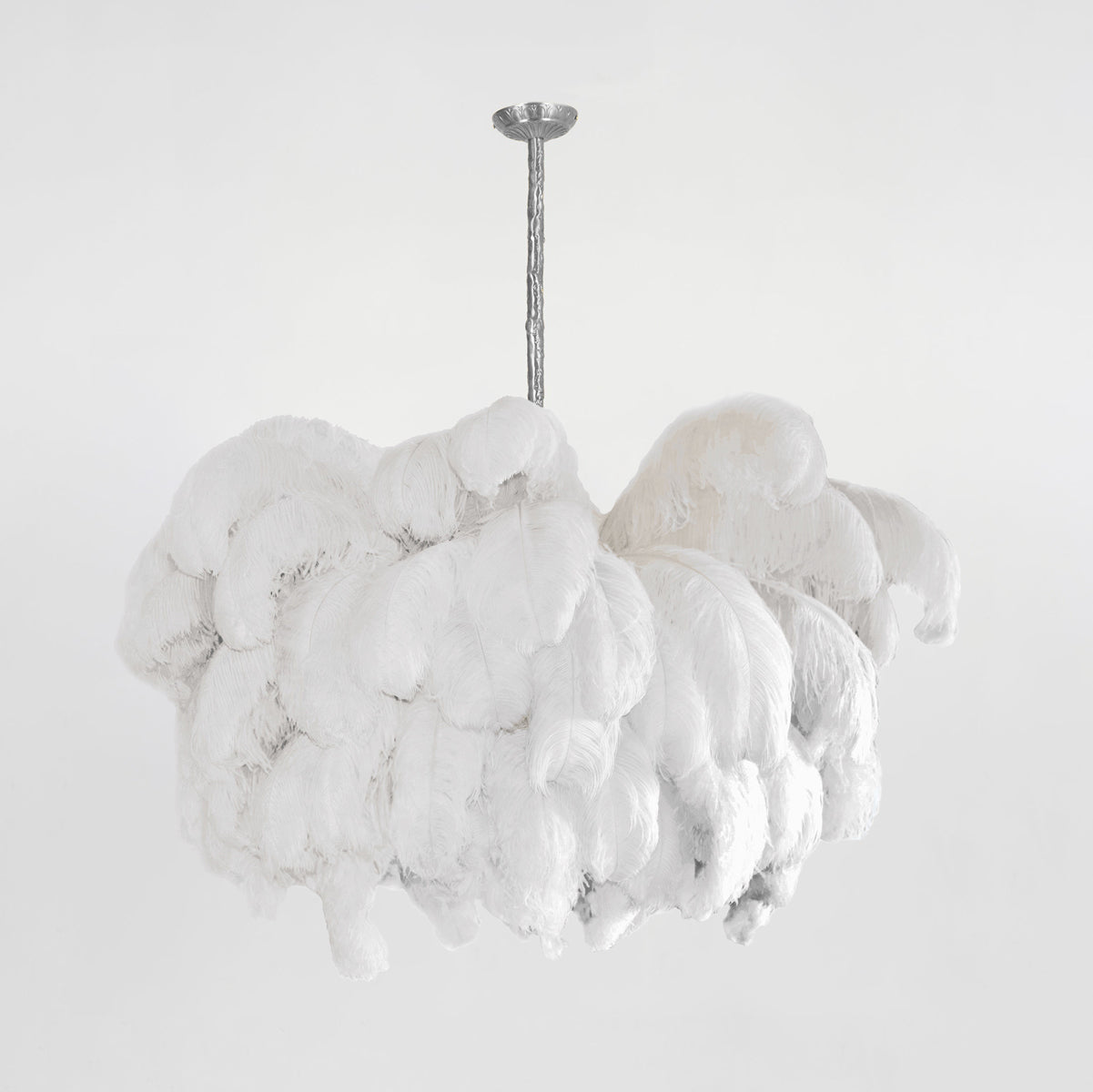 Luxury Ostrich Feather Brass Chandelier for Bedroom or Living Room