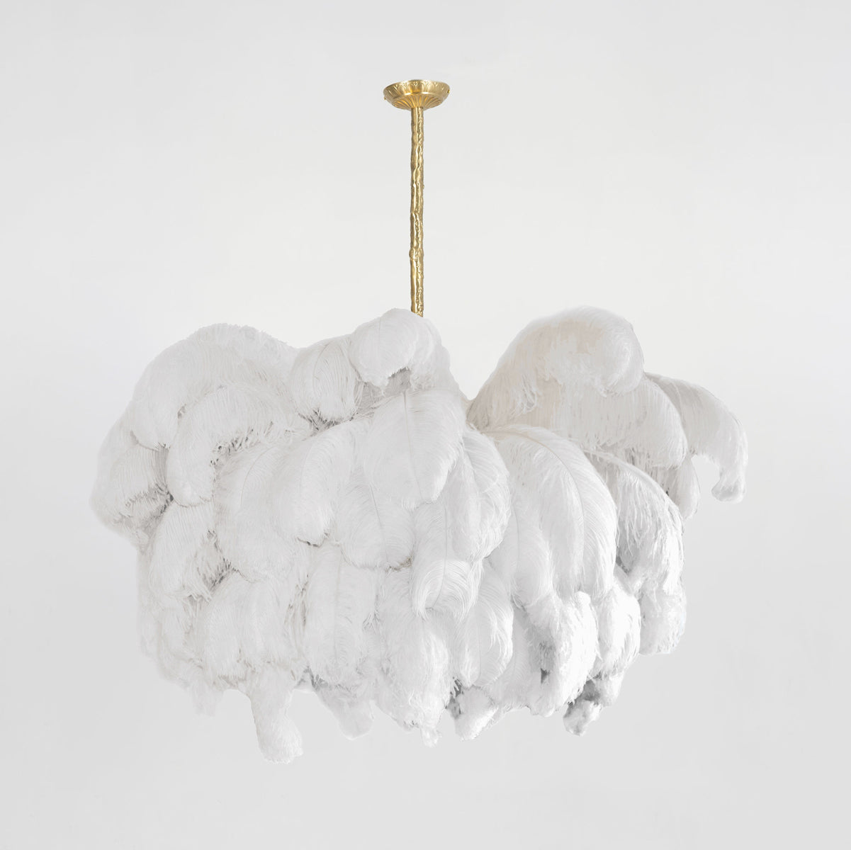 Luxury Ostrich Feather Brass Chandelier for Bedroom or Living Room