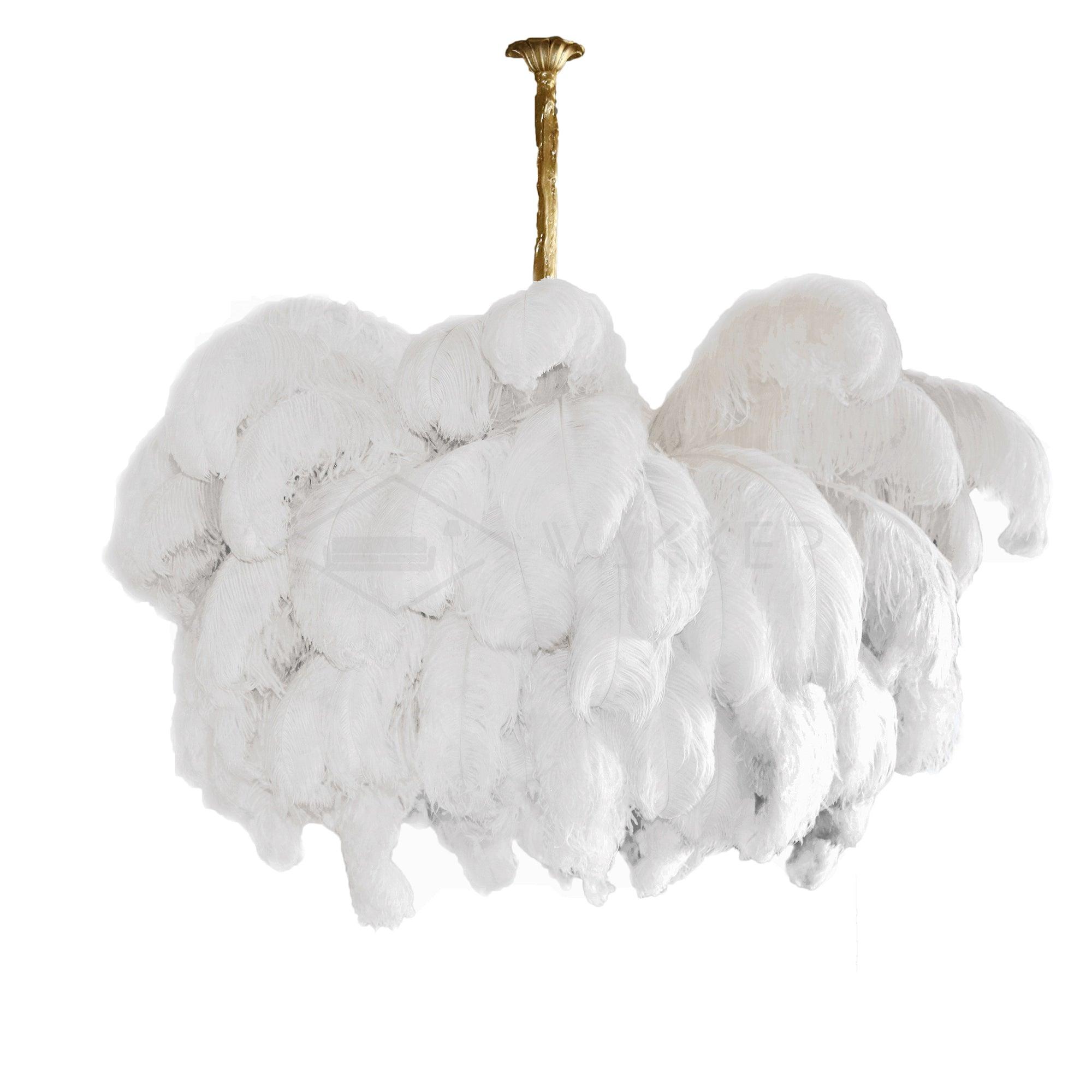 Luxury Ostrich Feather Brass Chandelier for Bedroom or Living Room
