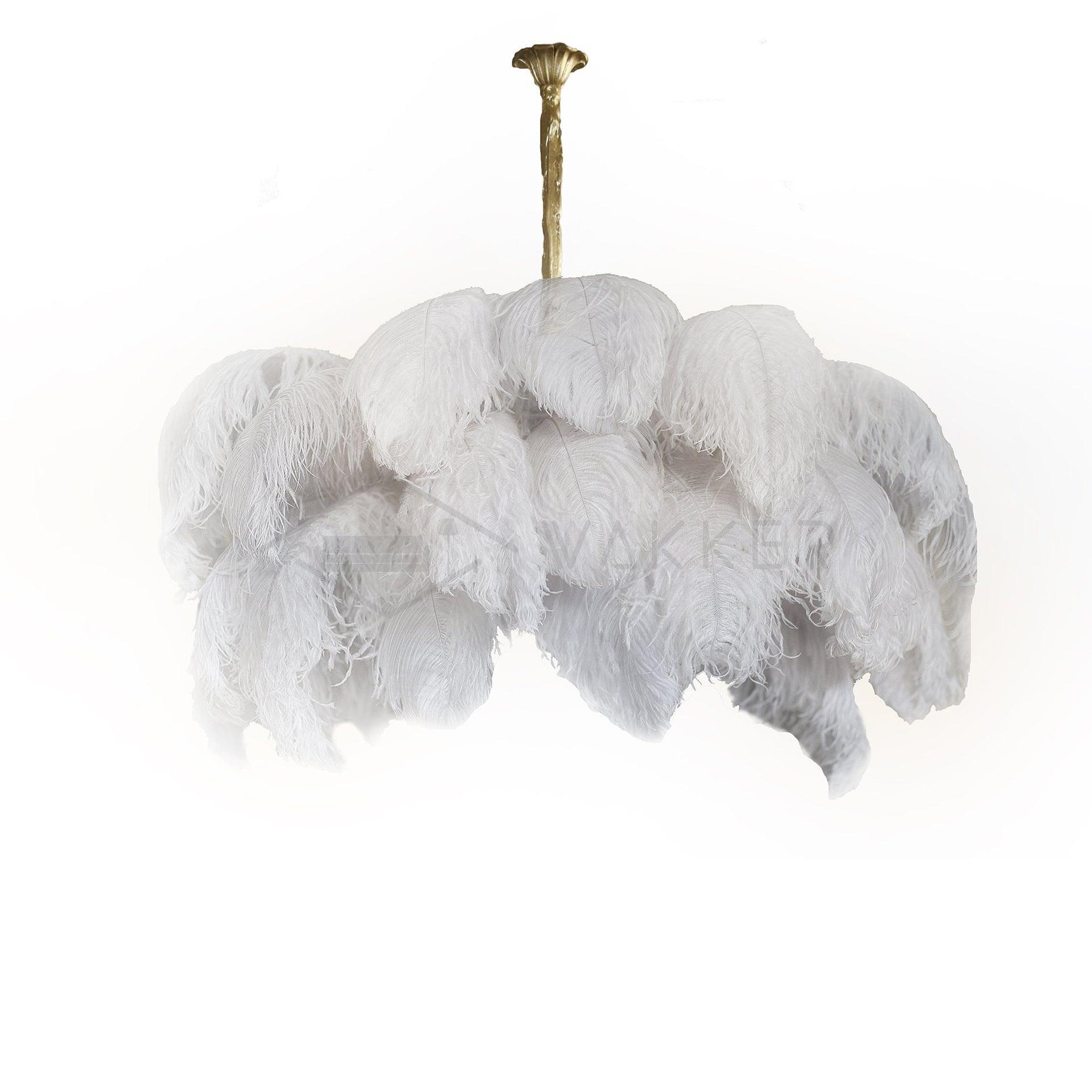 Luxury Ostrich Feather Brass Chandelier for Bedroom or Living Room