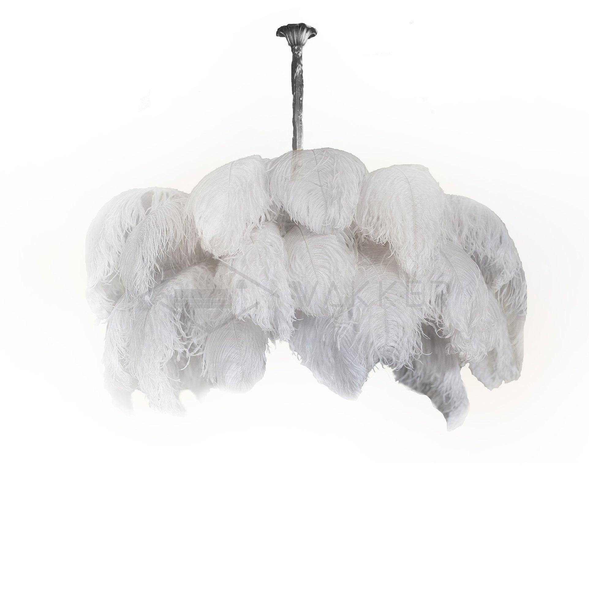 Luxury Ostrich Feather Brass Chandelier for Bedroom or Living Room