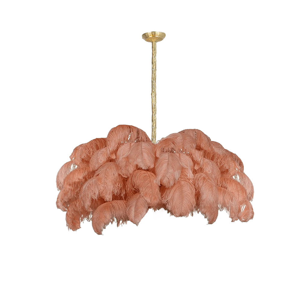 Luxury Ostrich Feather Brass Chandelier for Bedroom or Living Room
