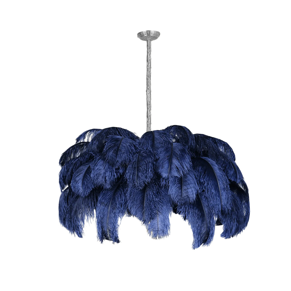 Luxury Ostrich Feather Brass Chandelier for Bedroom or Living Room