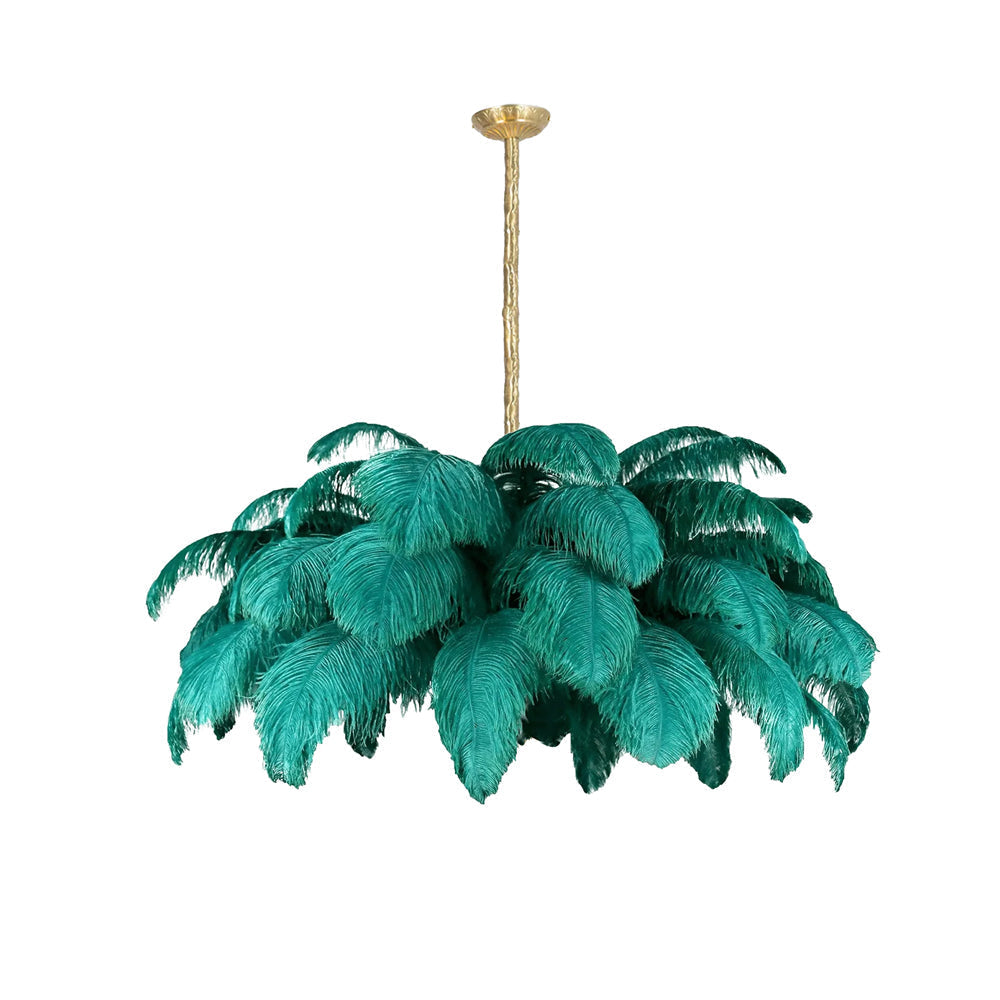 Luxury Ostrich Feather Brass Chandelier for Bedroom or Living Room