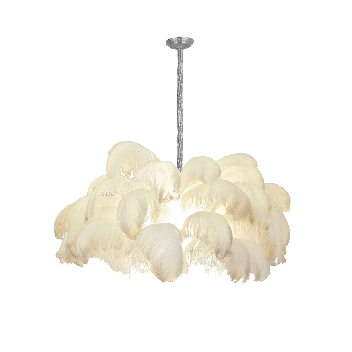 Luxury Ostrich Feather Brass Chandelier for Bedroom or Living Room