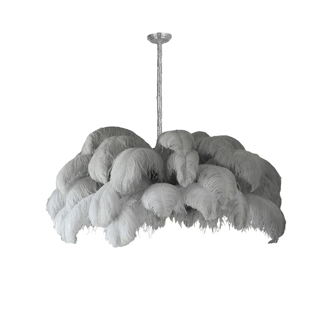 Luxury Ostrich Feather Brass Chandelier for Bedroom or Living Room