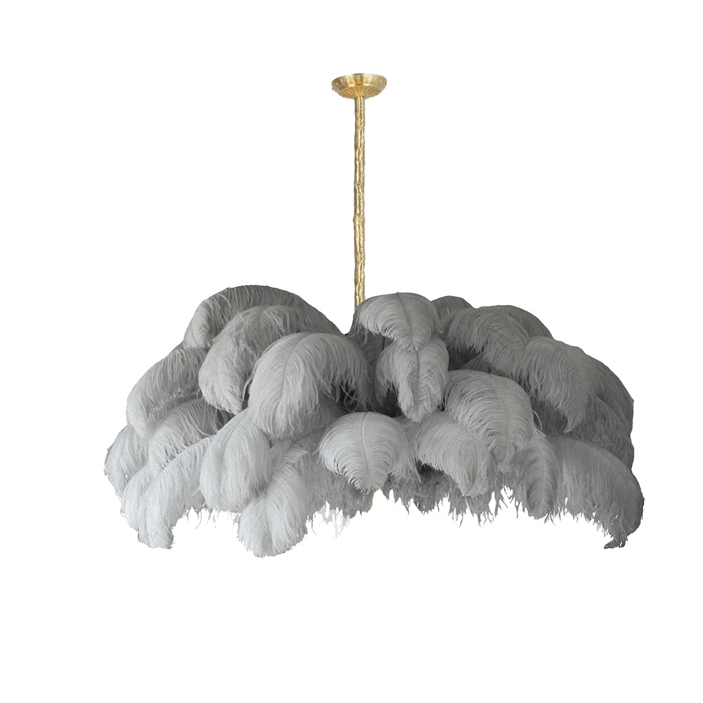 Luxury Ostrich Feather Brass Chandelier for Bedroom or Living Room