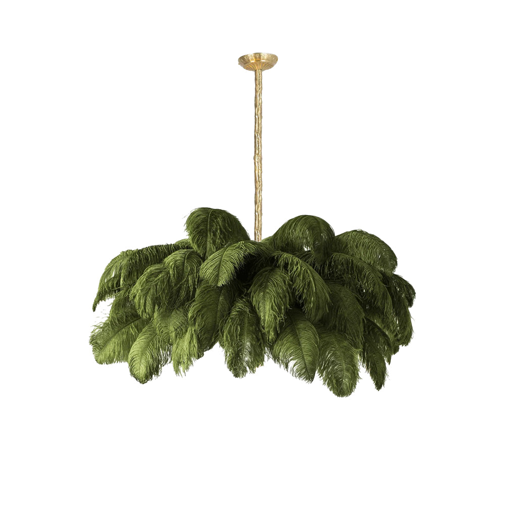 Luxury Ostrich Feather Brass Chandelier for Bedroom or Living Room