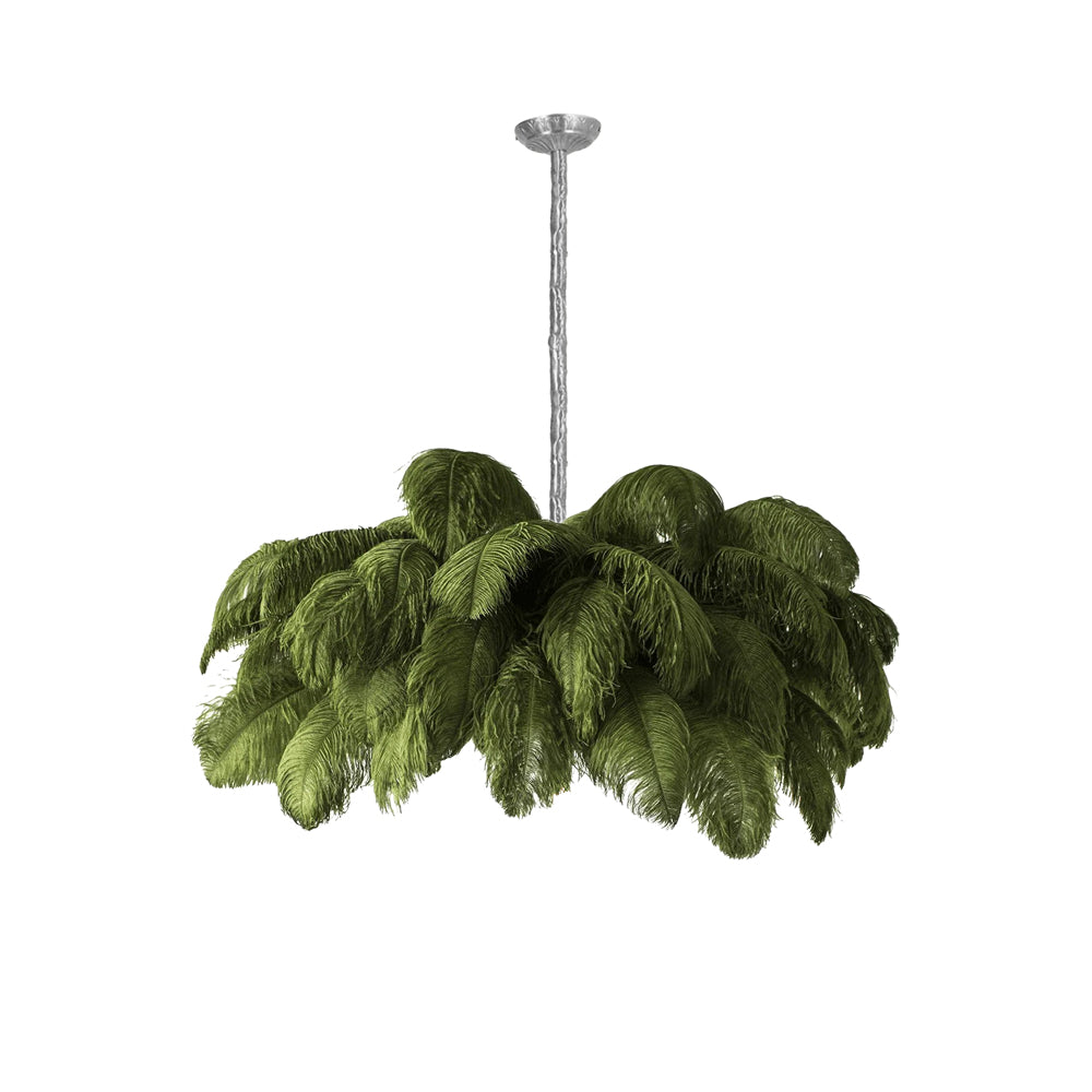 Luxury Ostrich Feather Brass Chandelier for Bedroom or Living Room
