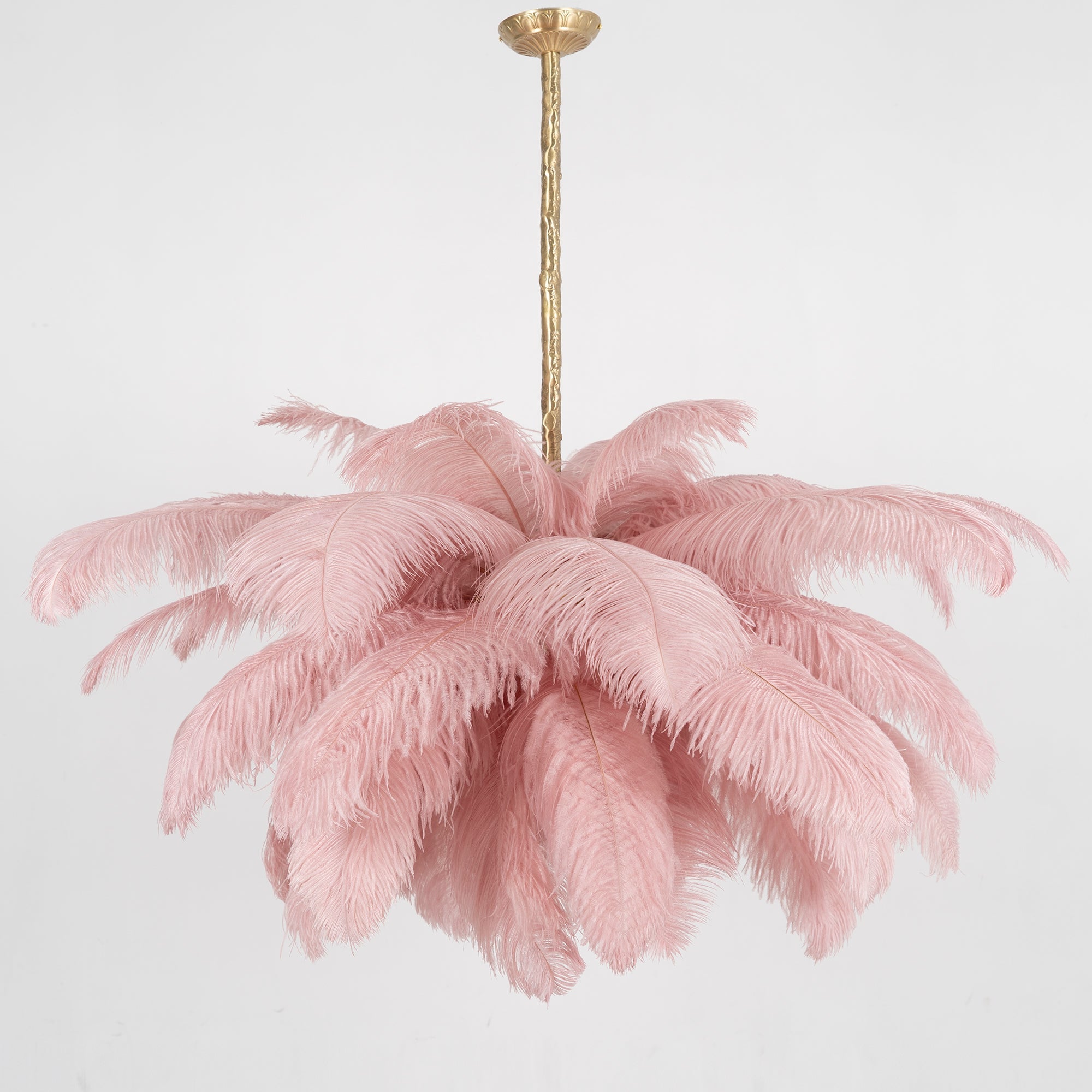 Luxury Ostrich Feather Brass Chandelier for Bedroom or Living Room