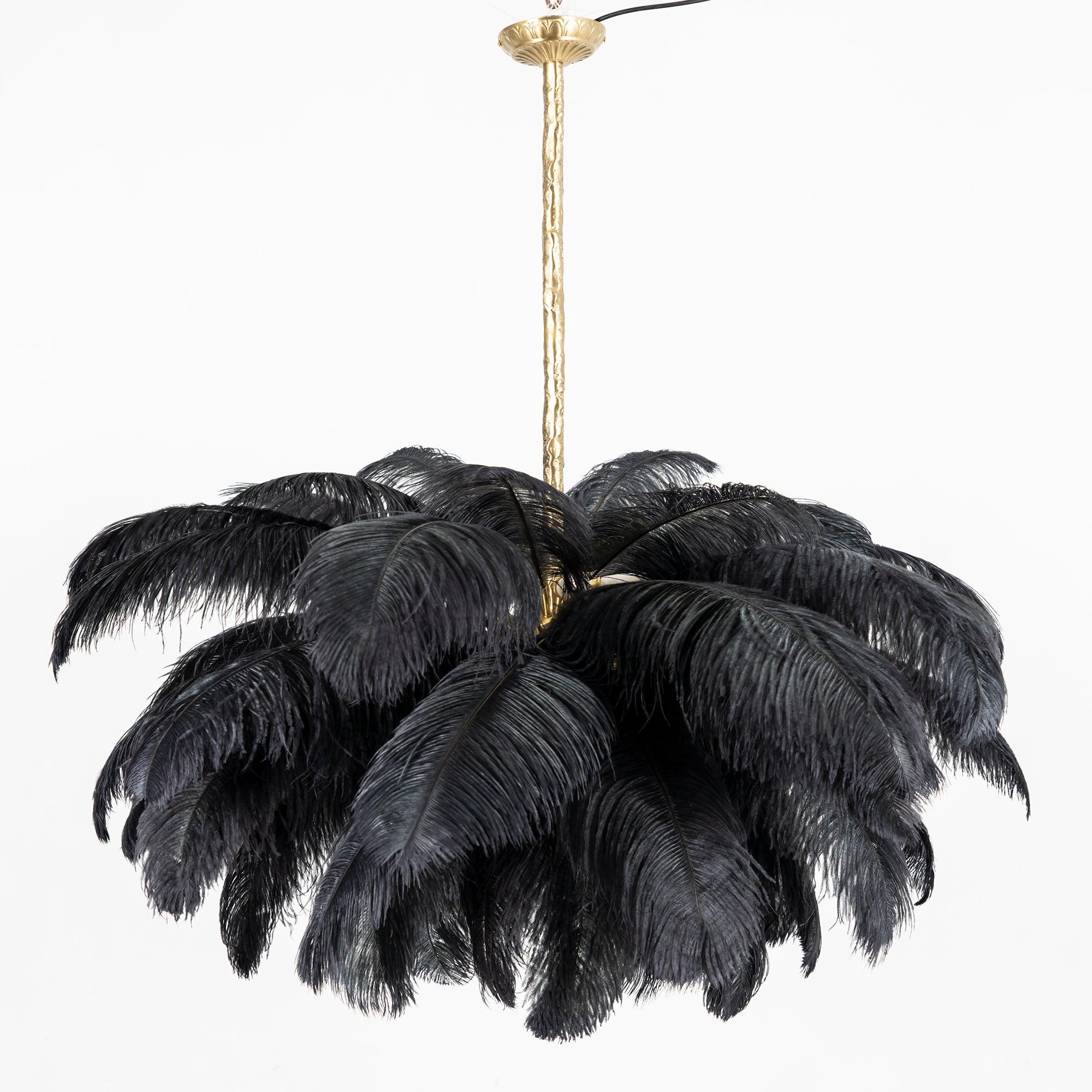 Luxury Ostrich Feather Brass Chandelier for Bedroom or Living Room