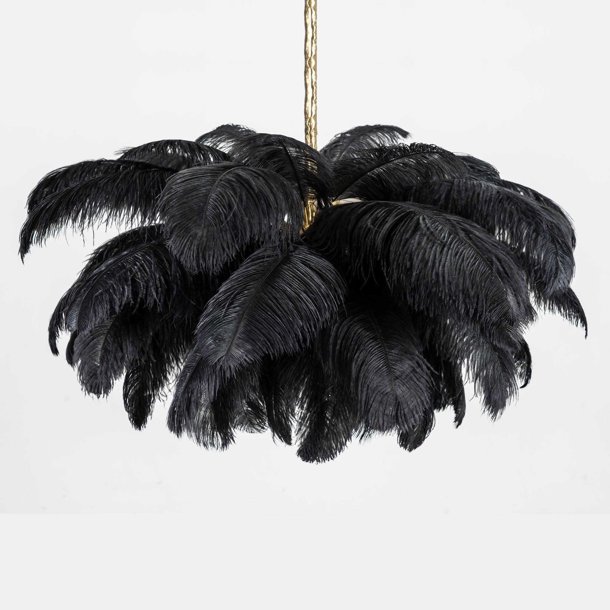 Luxury Ostrich Feather Brass Chandelier for Bedroom or Living Room