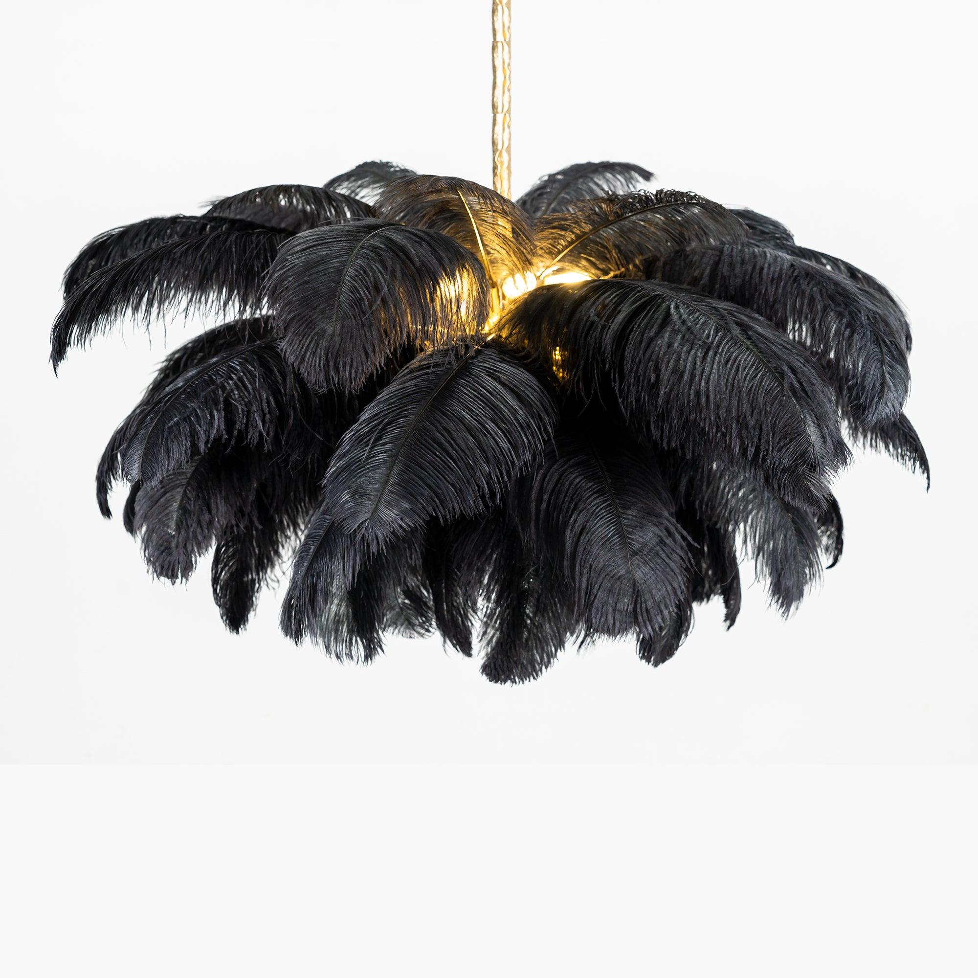 Luxury Ostrich Feather Brass Chandelier for Bedroom or Living Room