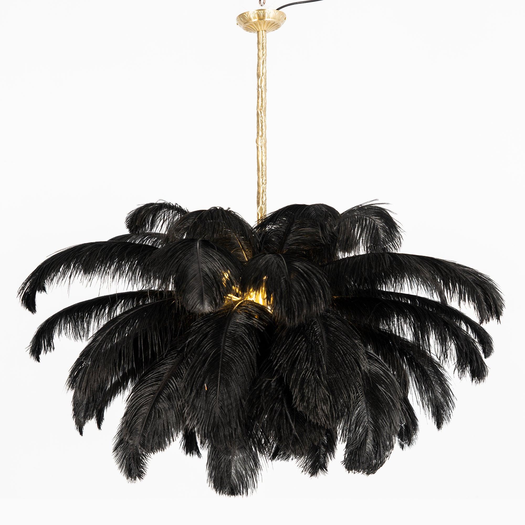 Luxury Ostrich Feather Brass Chandelier for Bedroom or Living Room