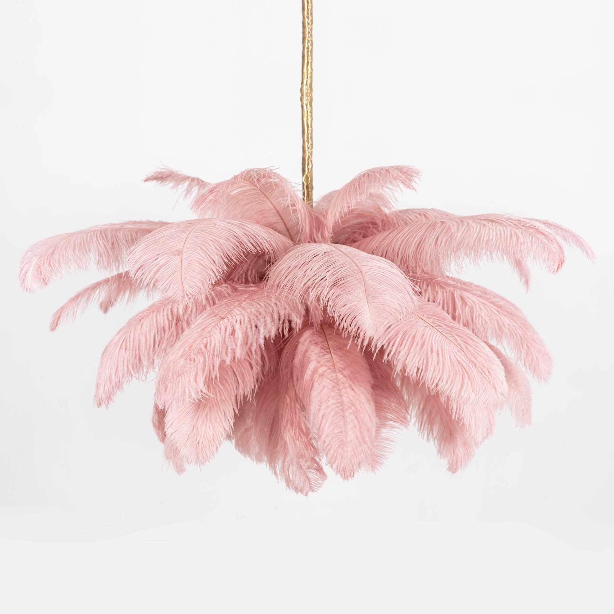Luxury Ostrich Feather Brass Chandelier for Bedroom or Living Room