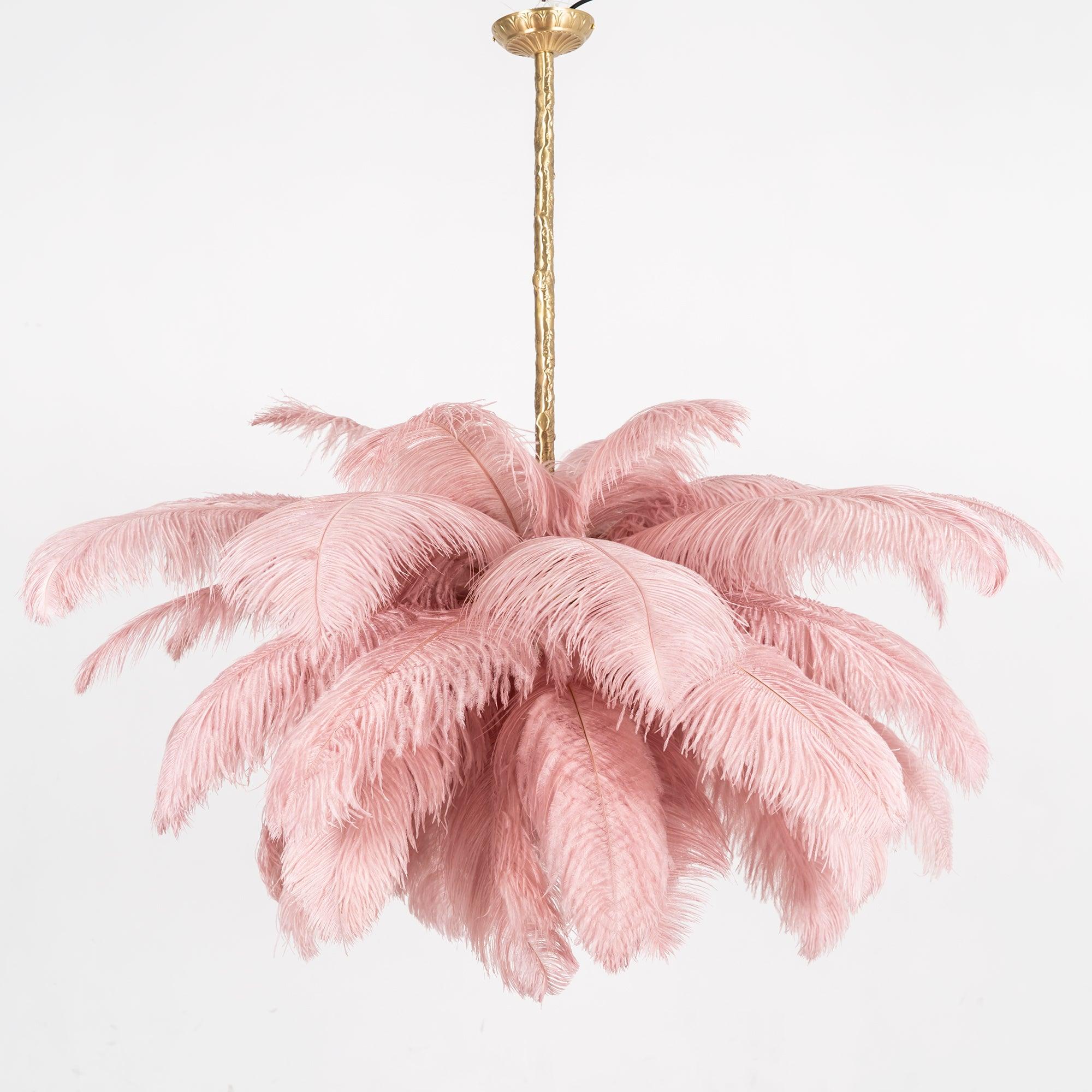 Luxury Ostrich Feather Brass Chandelier for Bedroom or Living Room