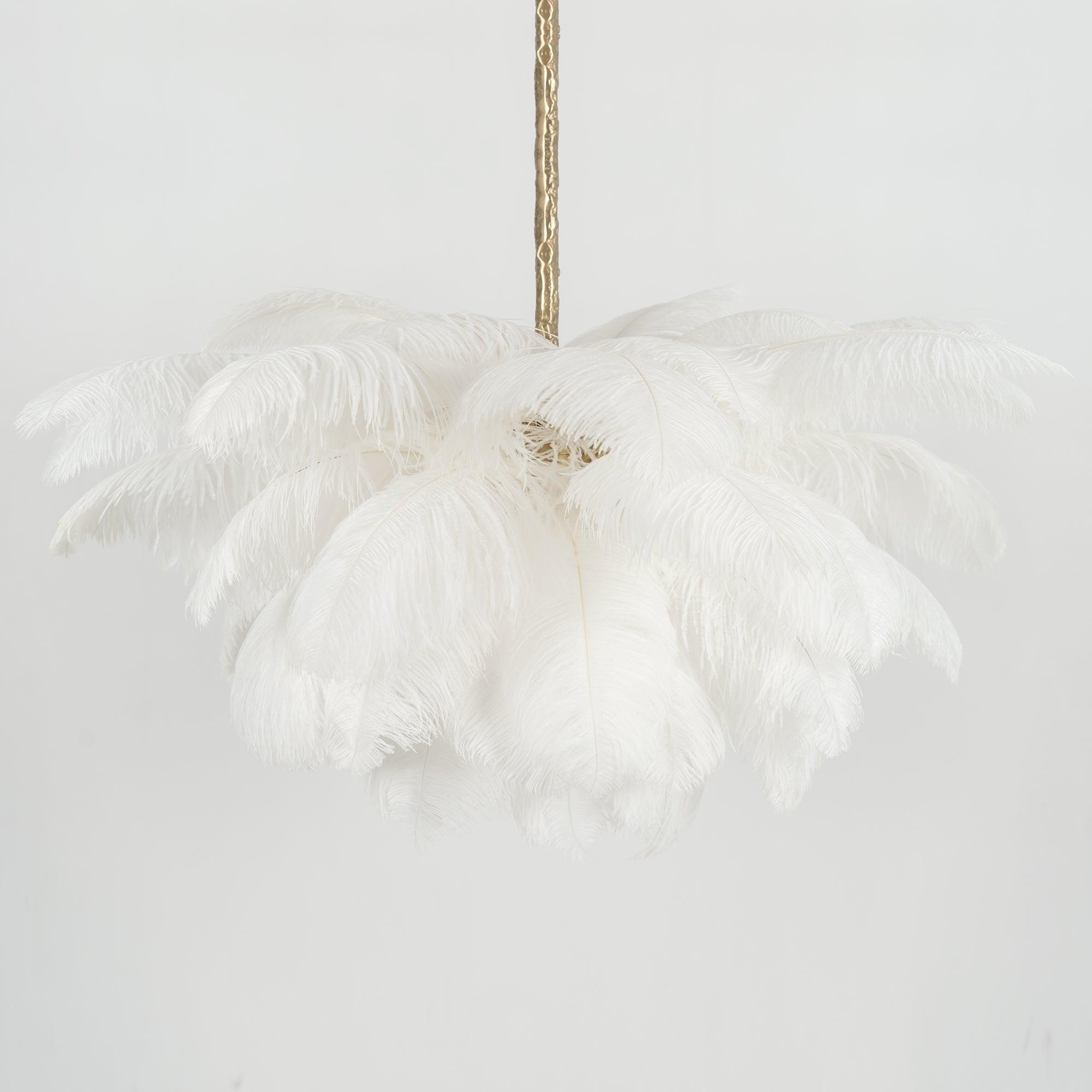 Luxury Ostrich Feather Brass Chandelier for Bedroom or Living Room