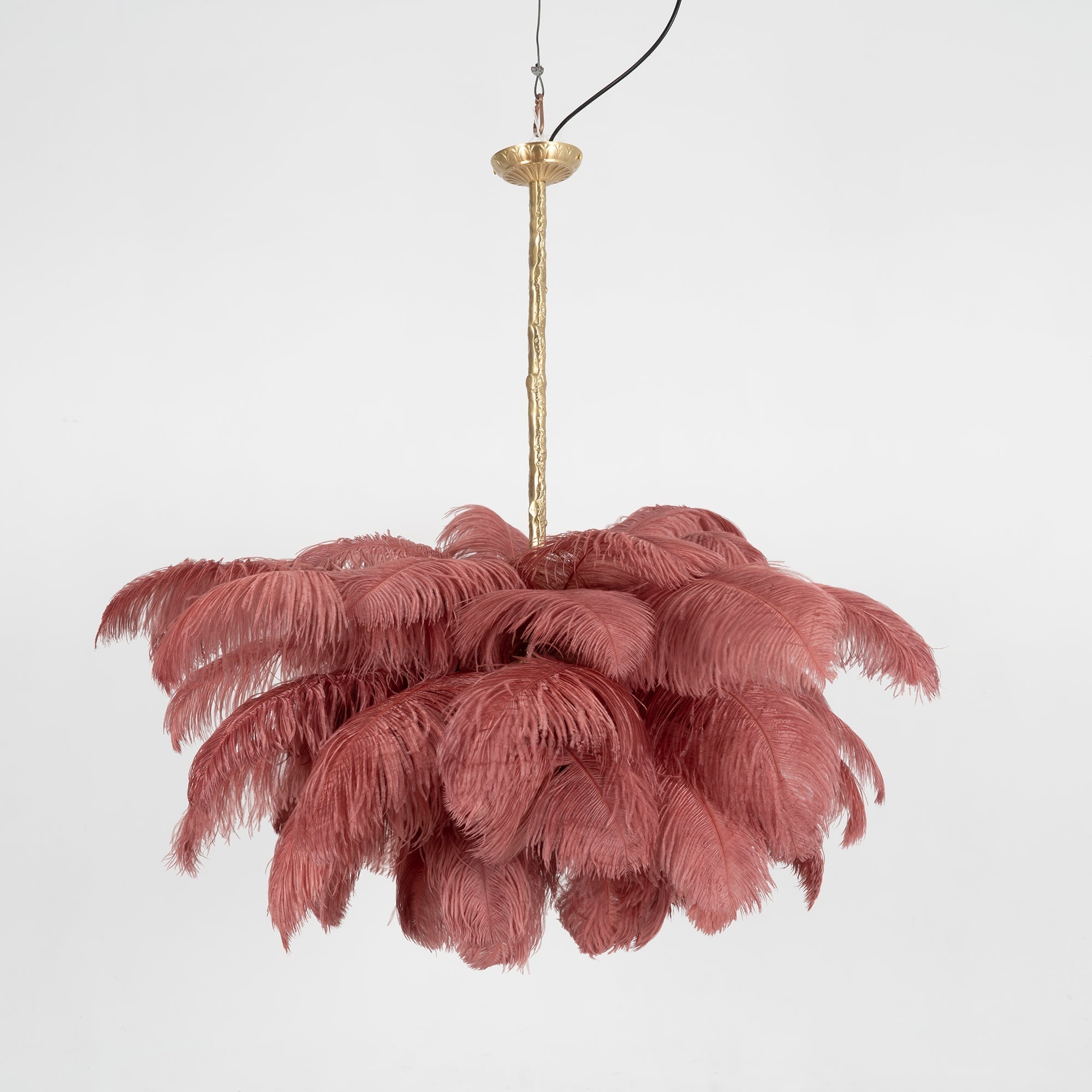 Luxury Ostrich Feather Brass Chandelier for Bedroom or Living Room