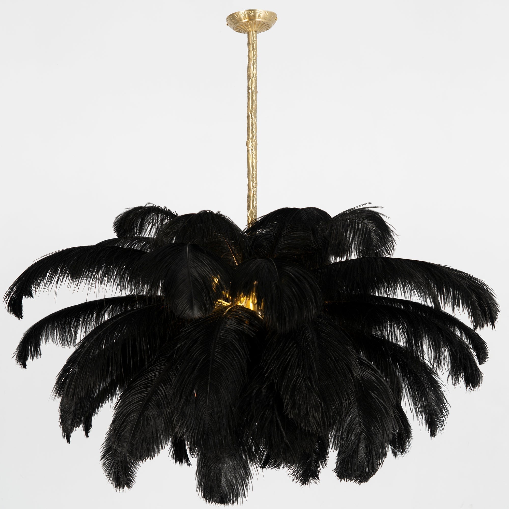 Luxury Ostrich Feather Brass Chandelier for Bedroom or Living Room