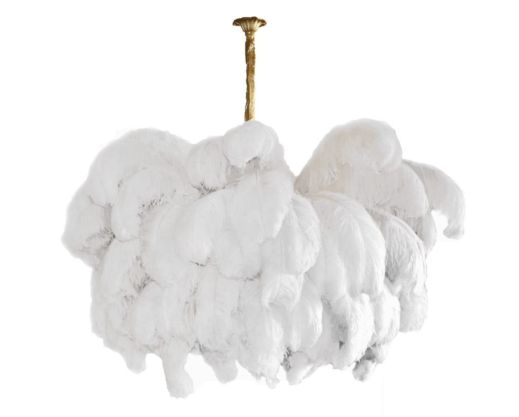 Luxury Ostrich Feather Brass Chandelier for Bedroom or Living Room