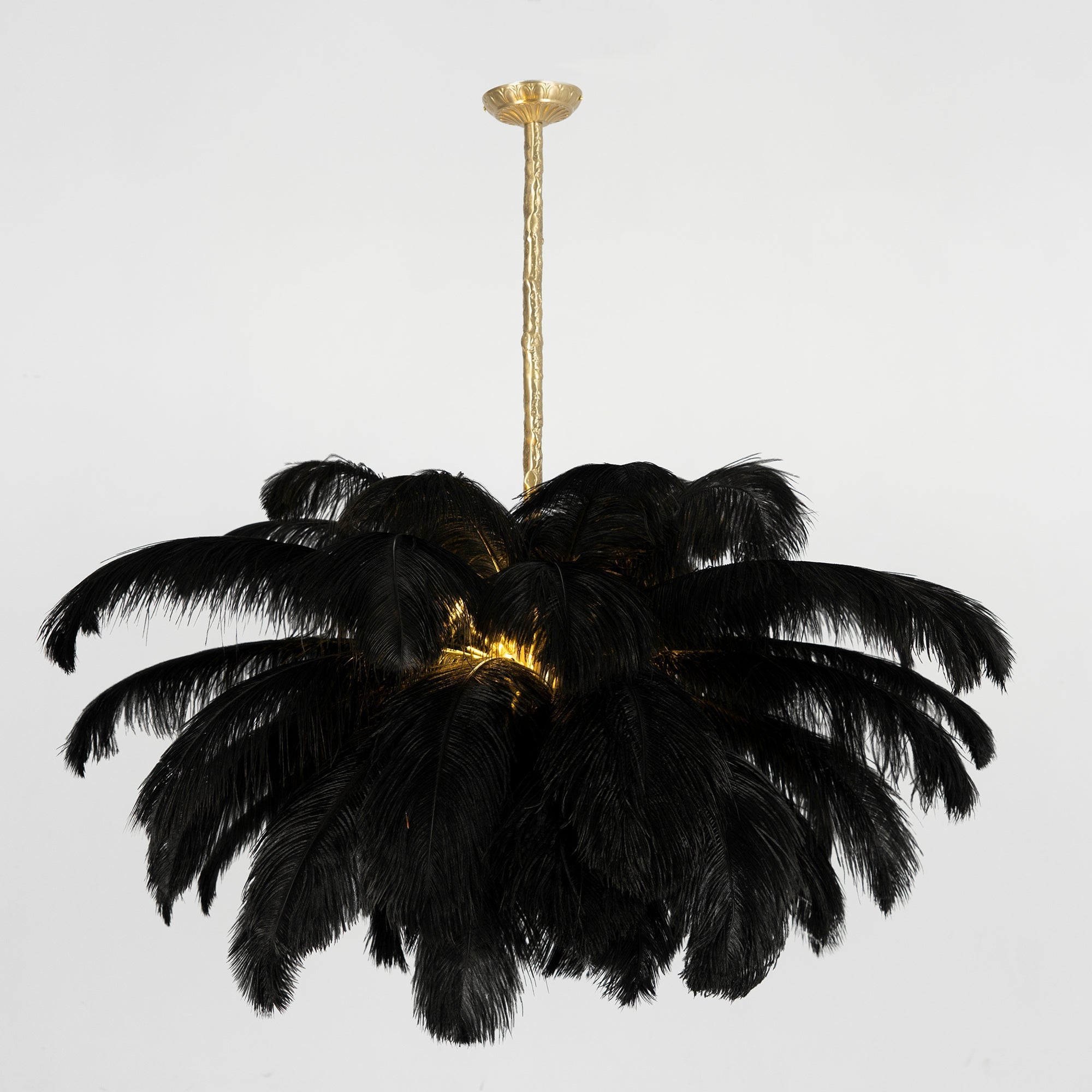 Luxury Ostrich Feather Brass Chandelier for Bedroom or Living Room