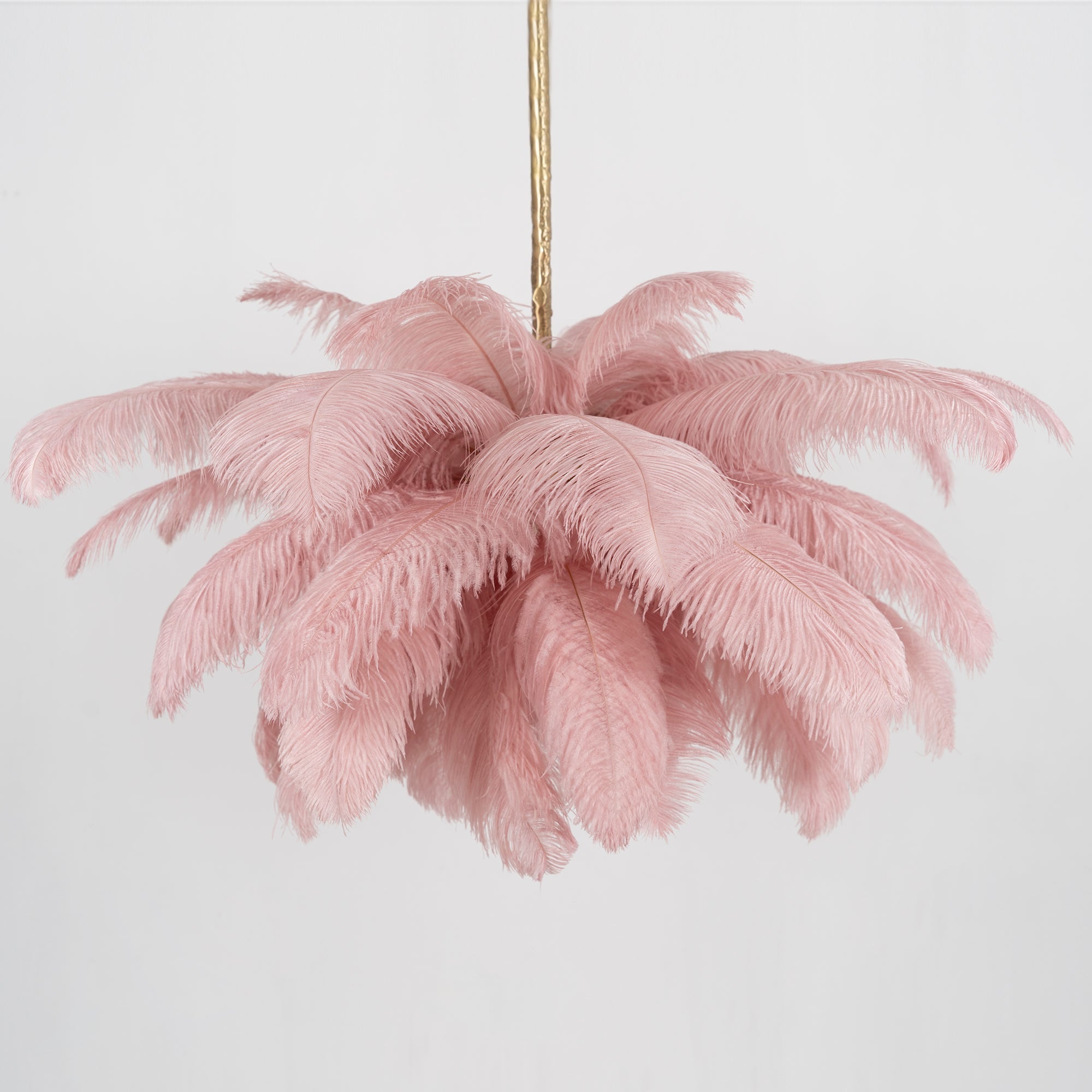Luxury Ostrich Feather Brass Chandelier for Bedroom or Living Room