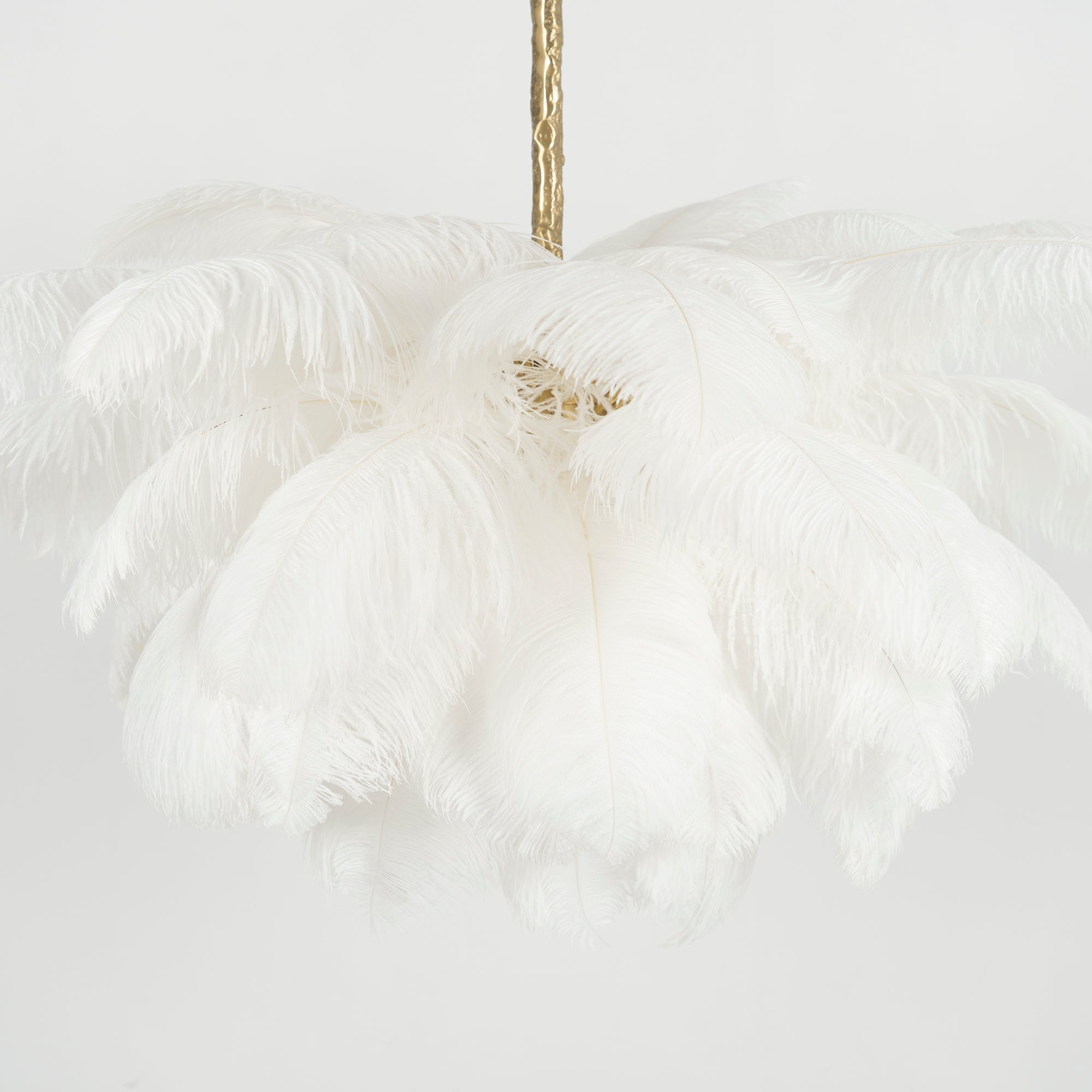 Luxury Ostrich Feather Brass Chandelier for Bedroom or Living Room