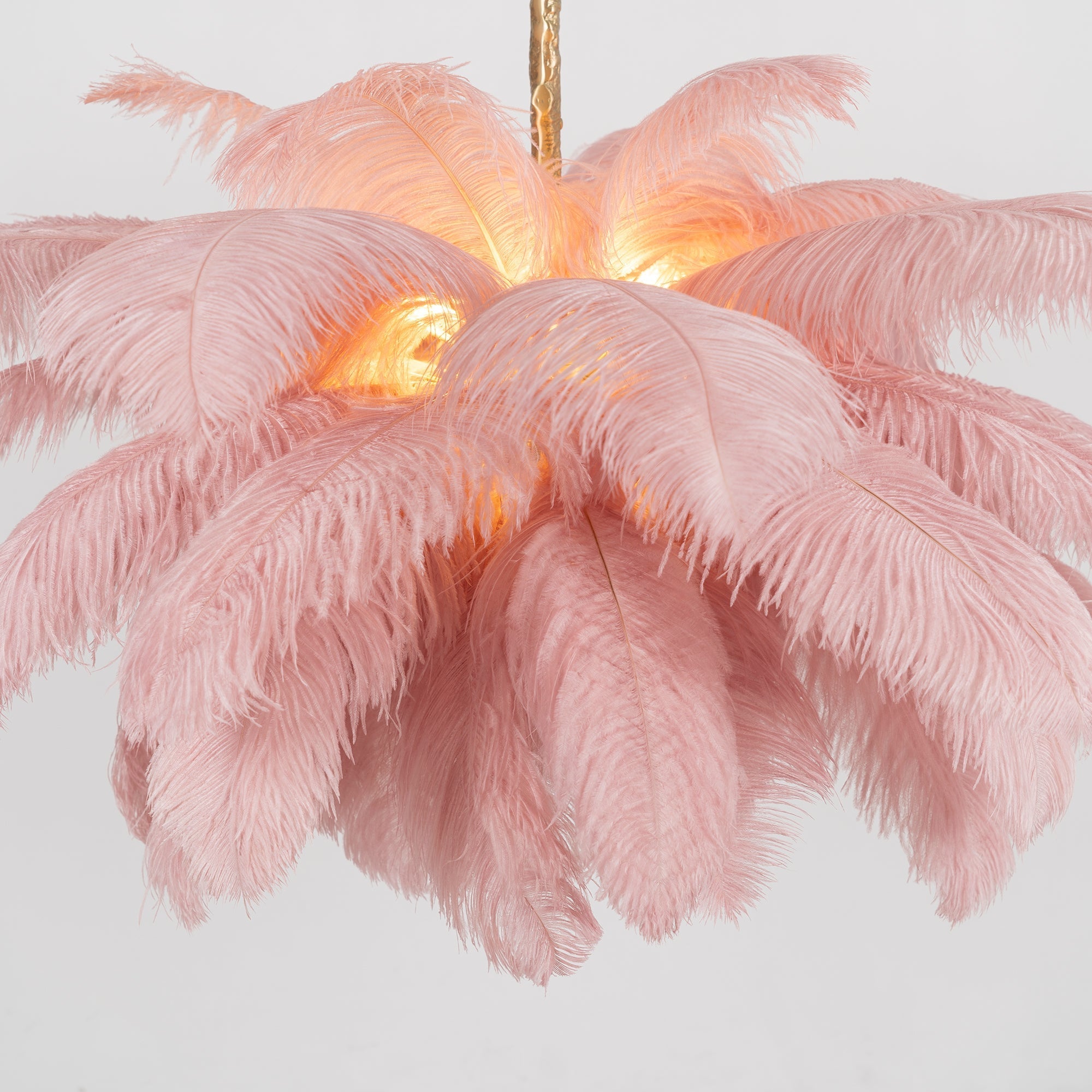 Luxury Ostrich Feather Brass Chandelier for Bedroom or Living Room