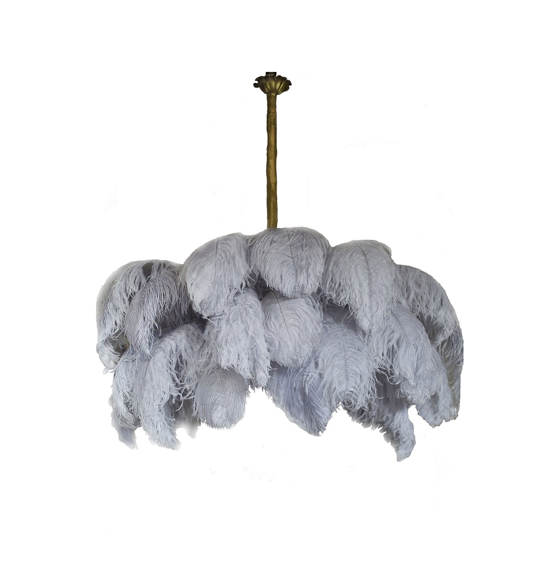 Luxury Ostrich Feather Brass Chandelier for Bedroom or Living Room
