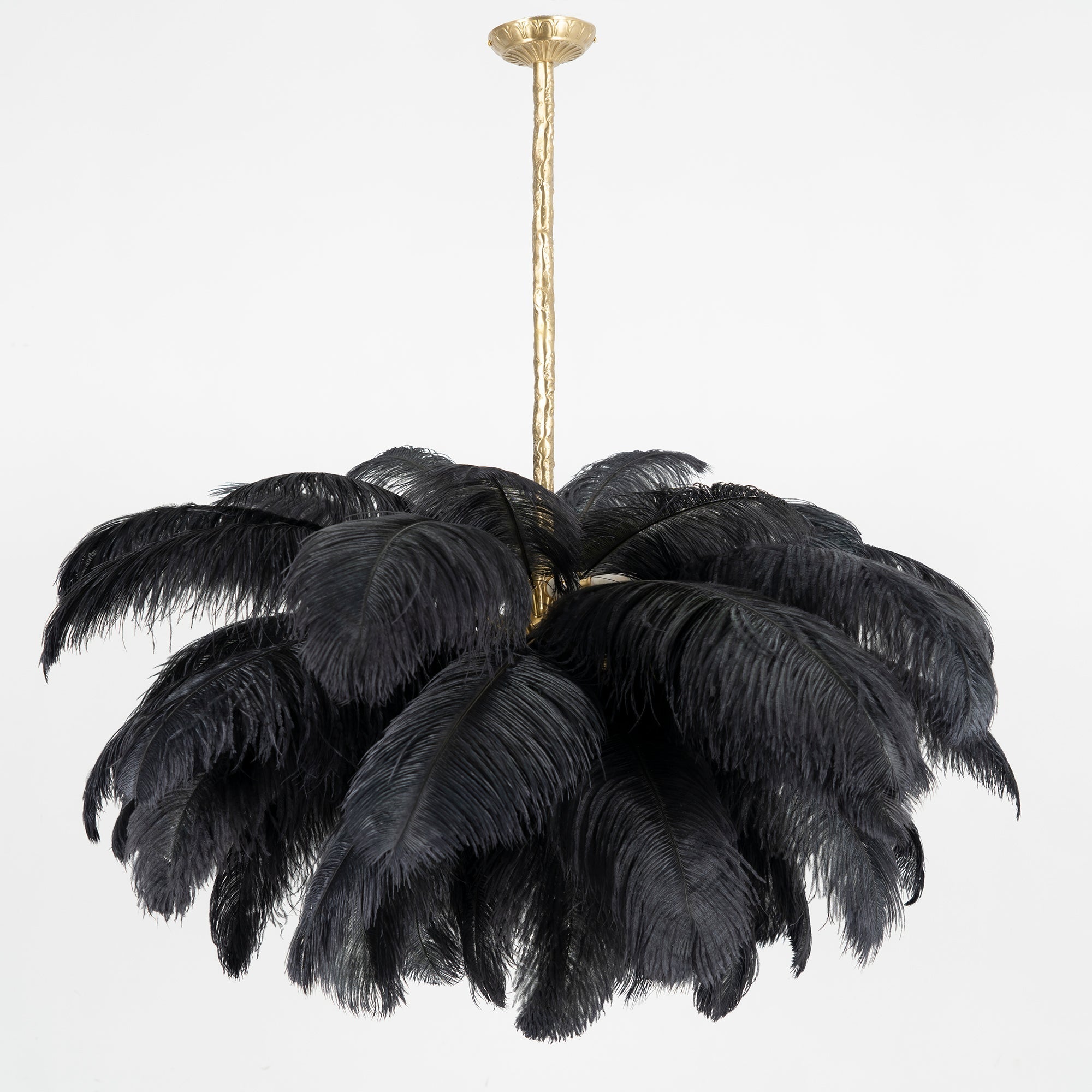 Luxury Ostrich Feather Brass Chandelier for Bedroom or Living Room