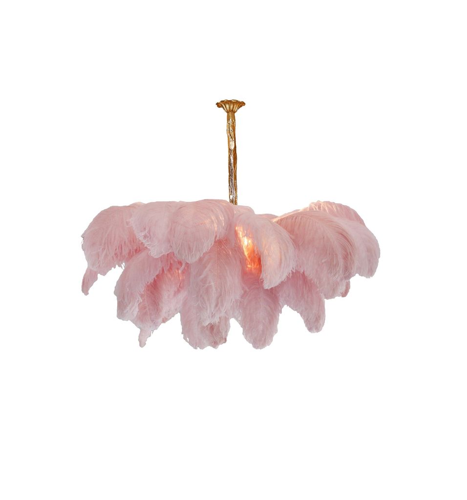 Luxury Ostrich Feather Brass Chandelier for Bedroom or Living Room