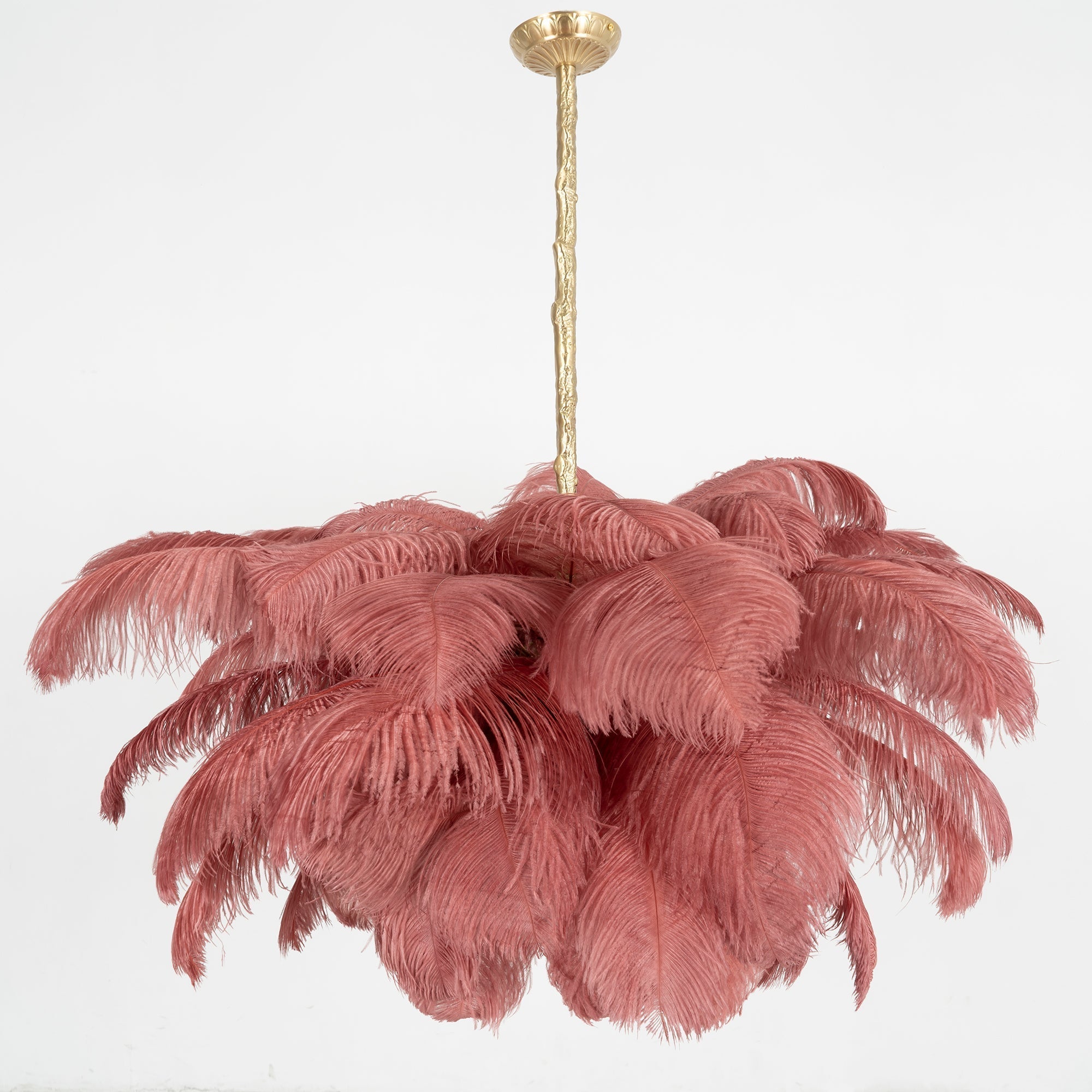 Luxury Ostrich Feather Brass Chandelier for Bedroom or Living Room