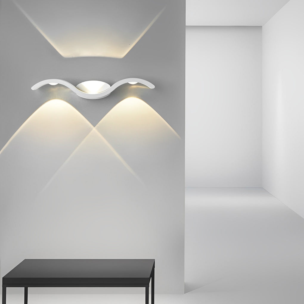 Modern Outdoor Up Down LED Wall Light Seagull Wave Design Waterproof