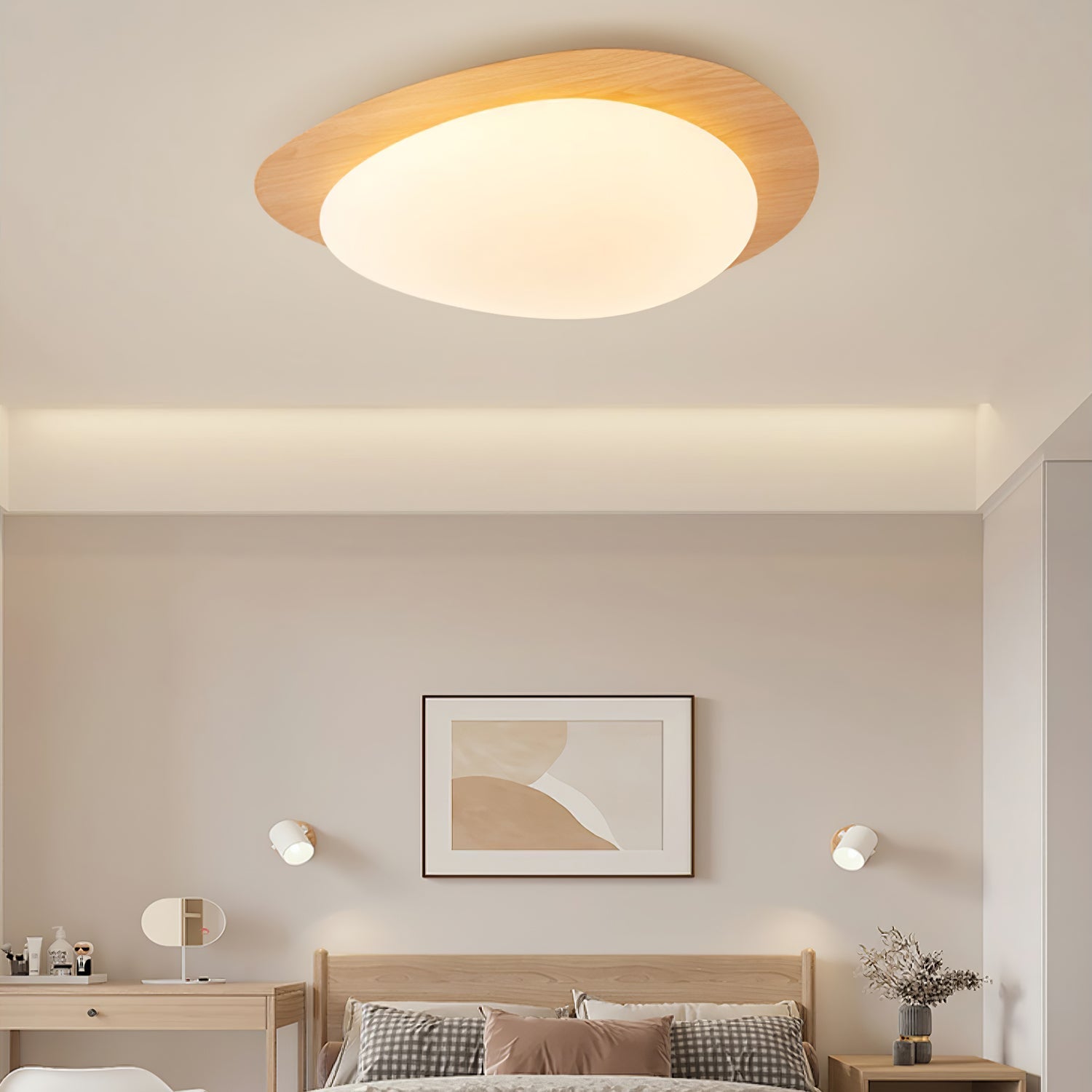 Muto Pebble Walnut LED Ceiling Light for Living Room or Dining Room