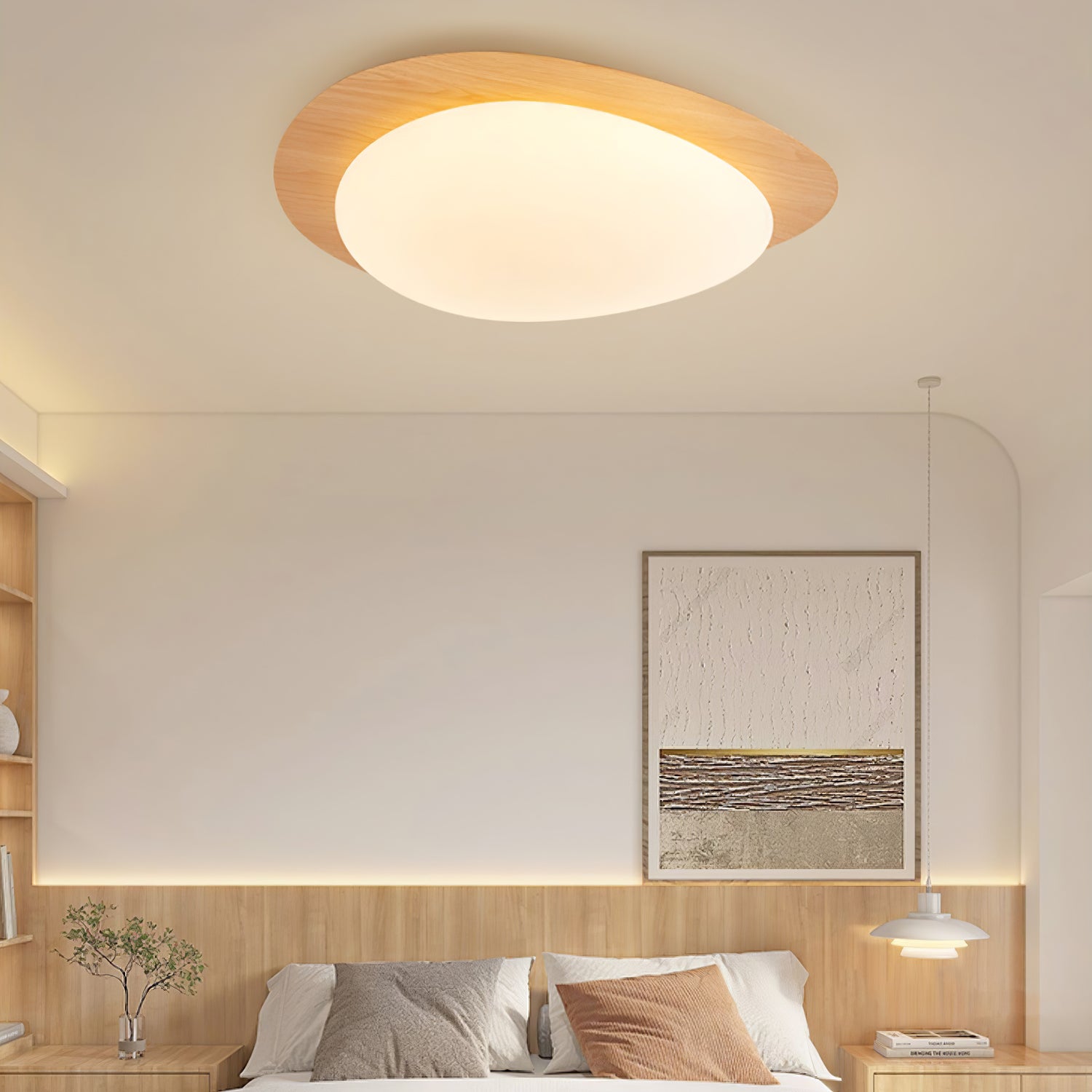 Muto Pebble Walnut LED Ceiling Light for Living Room or Dining Room