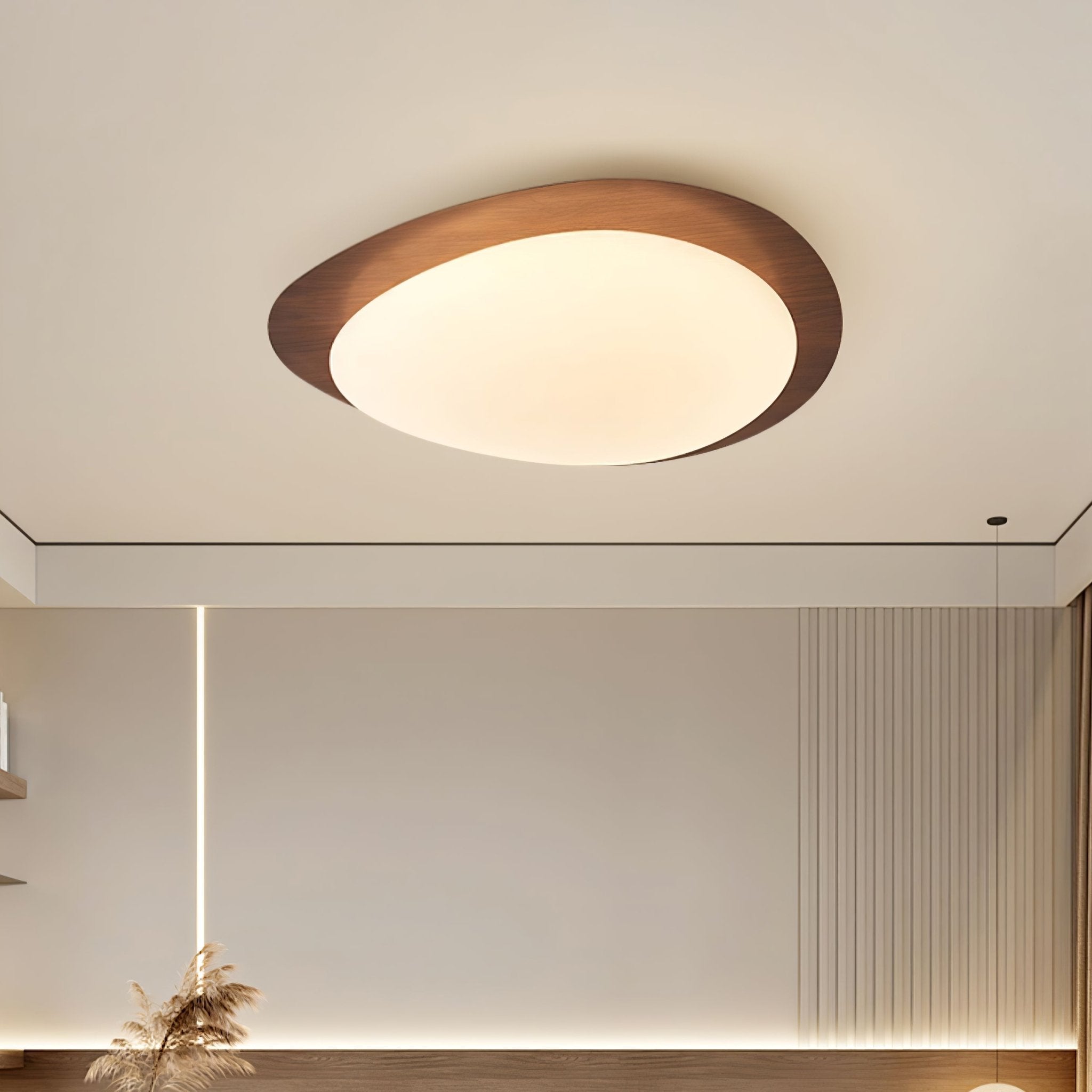 Muto Pebble Walnut LED Ceiling Light for Living Room or Dining Room