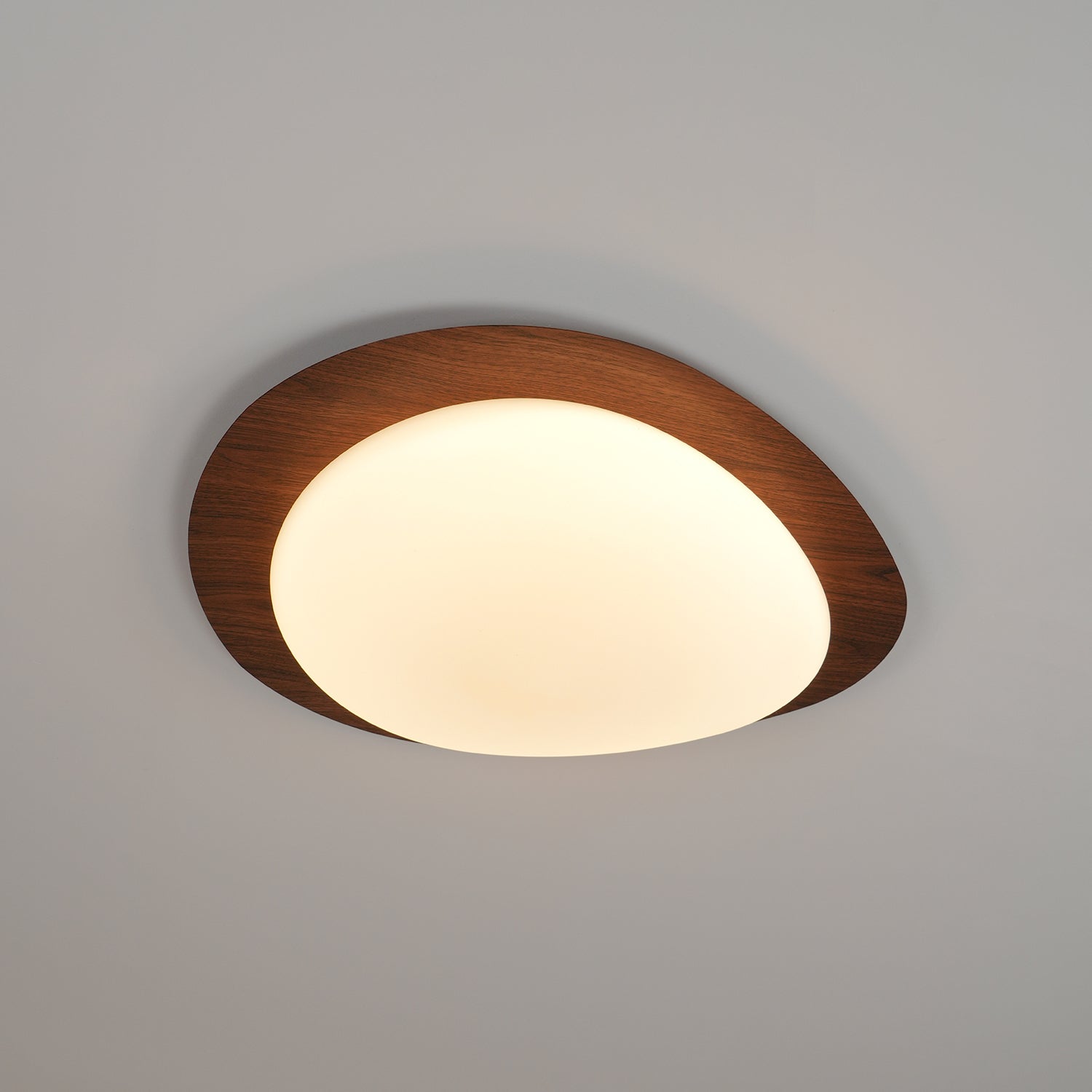 Muto Pebble Walnut LED Ceiling Light for Living Room or Dining Room