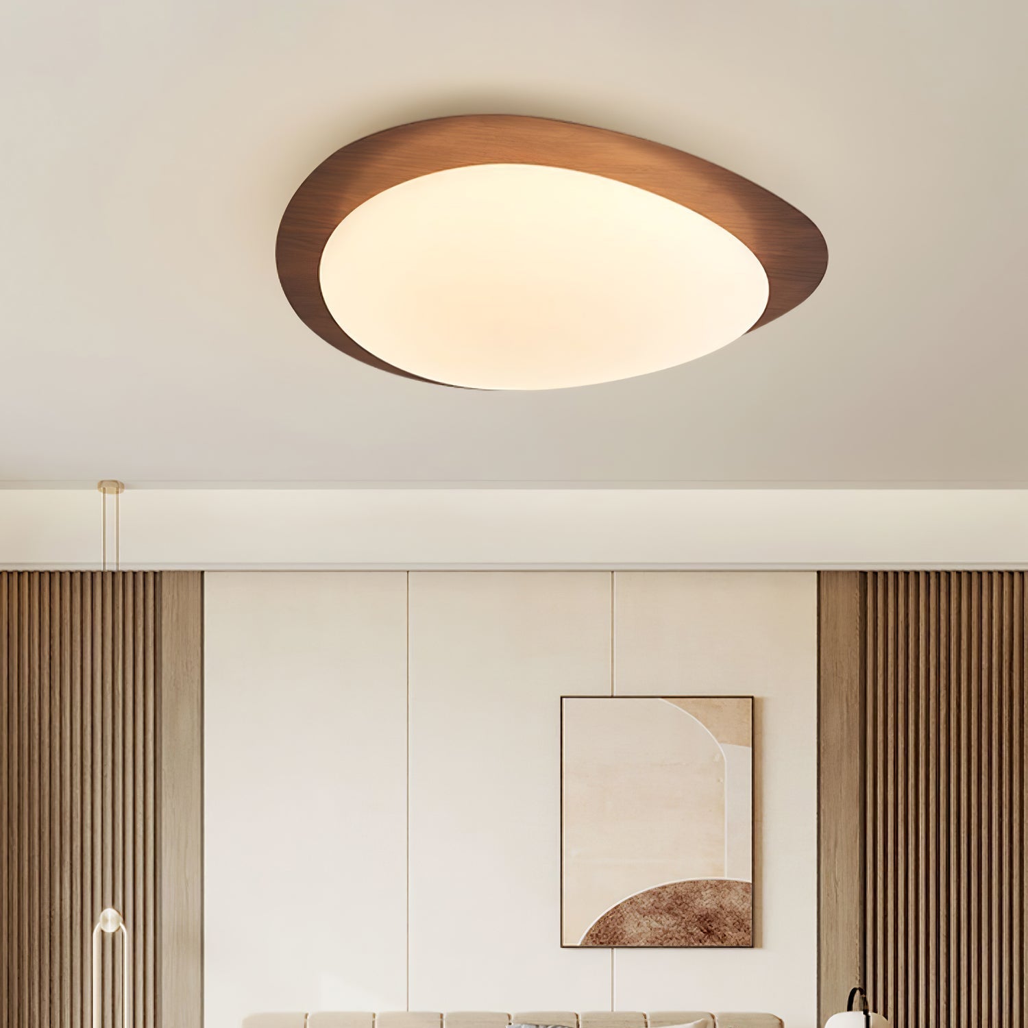 Muto Pebble Walnut LED Ceiling Light for Living Room or Dining Room