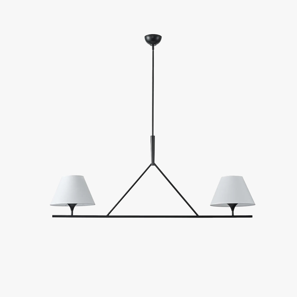 Modern Farmhouse Fabric Chandelier with Black Metal Frame