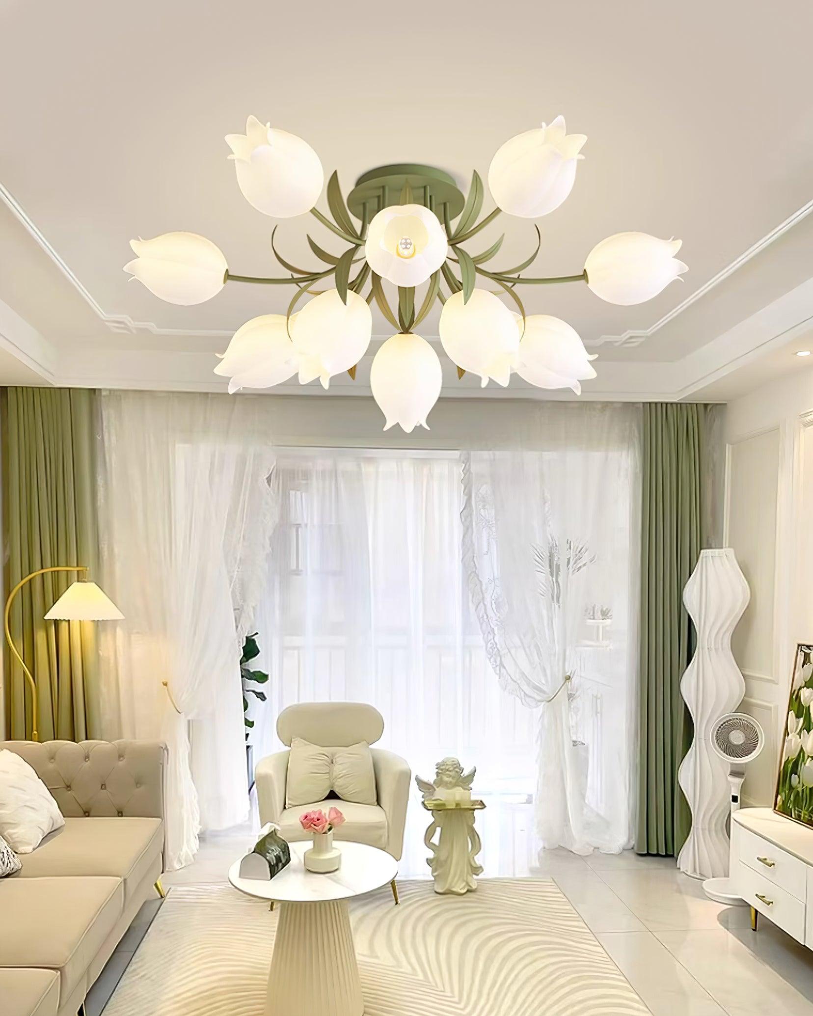 Floral Cream Lily Ceiling Light