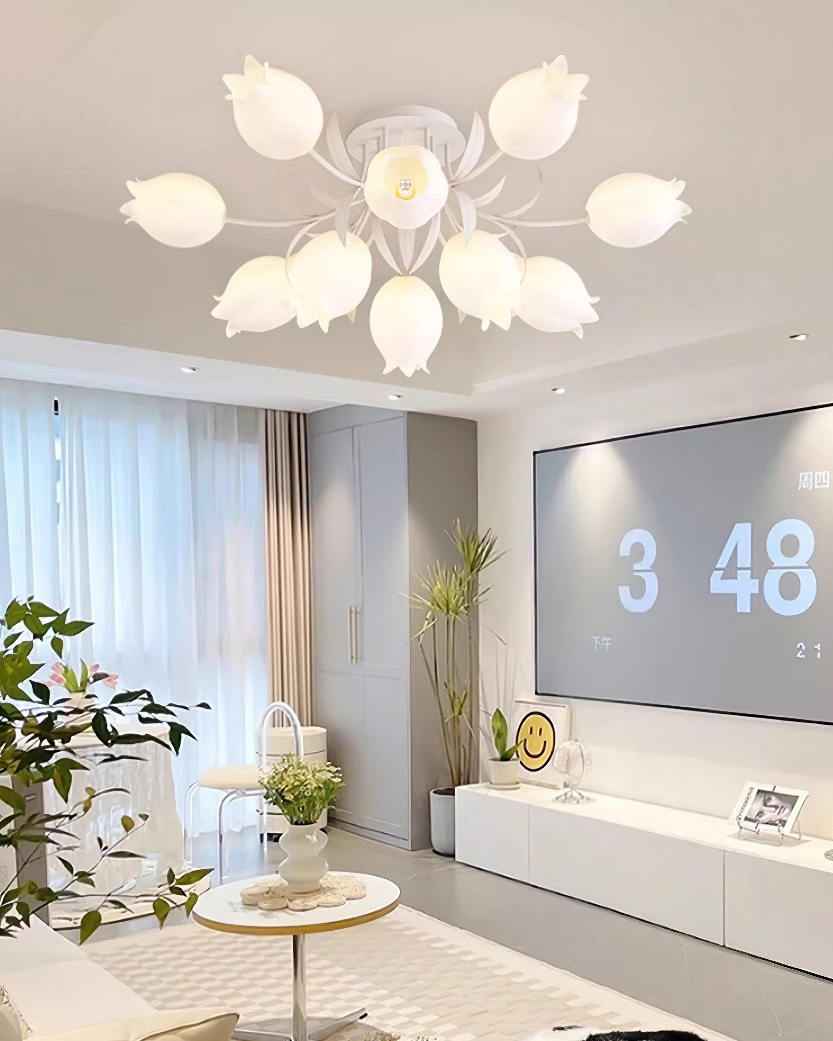Floral Cream Lily Ceiling Light